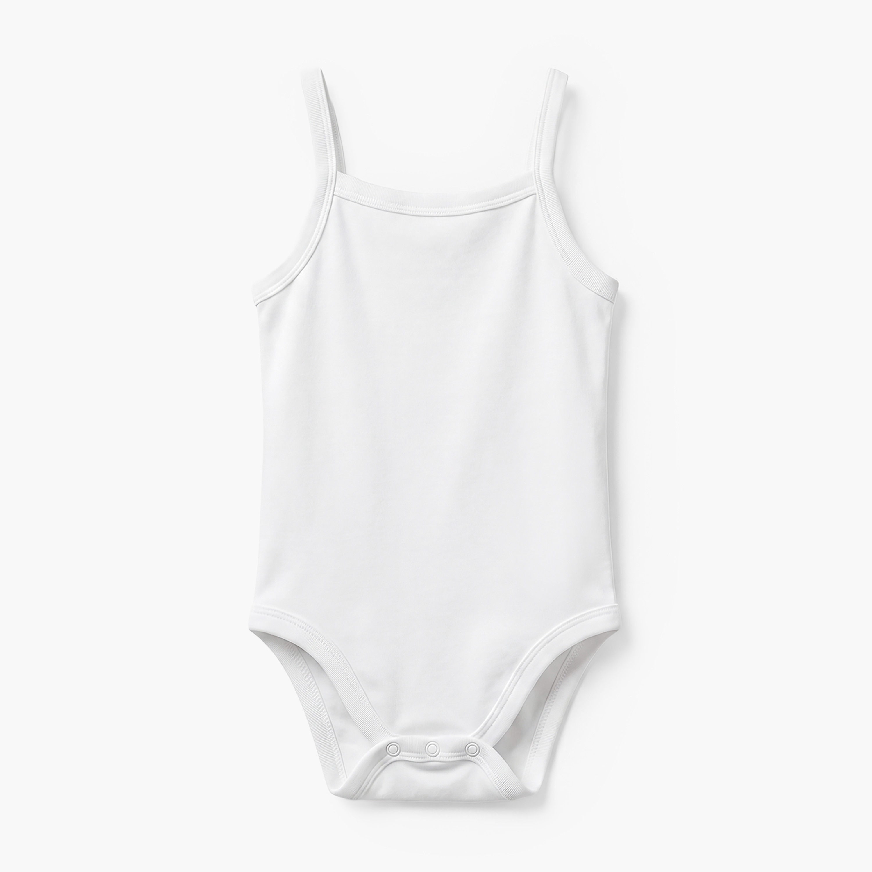 Juniors Solid Strap Sleeves Bodysuit with Snap Button Closure - Set of 10-baby-boys-clothing-bodysuits-image-2