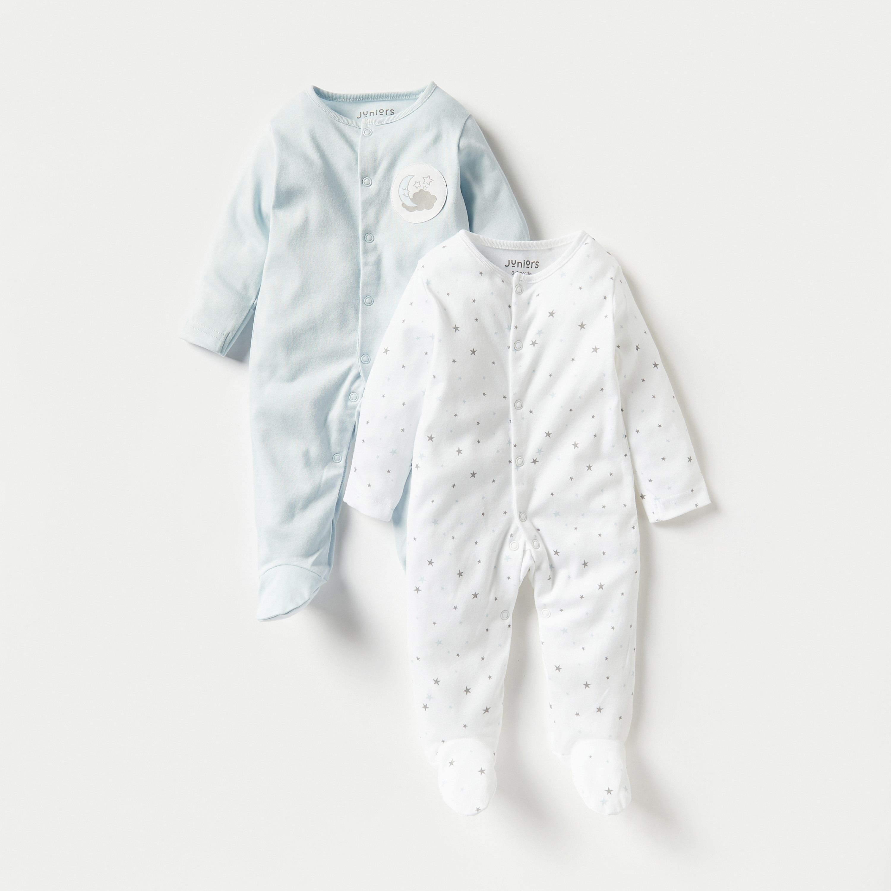 بدلة نوم بأكمام طويلة وأزرار إغلاق وطبعات من جونيورز - طقم من قطعتين-baby-boys-clothing-nightwear-sleepsuits-image-1