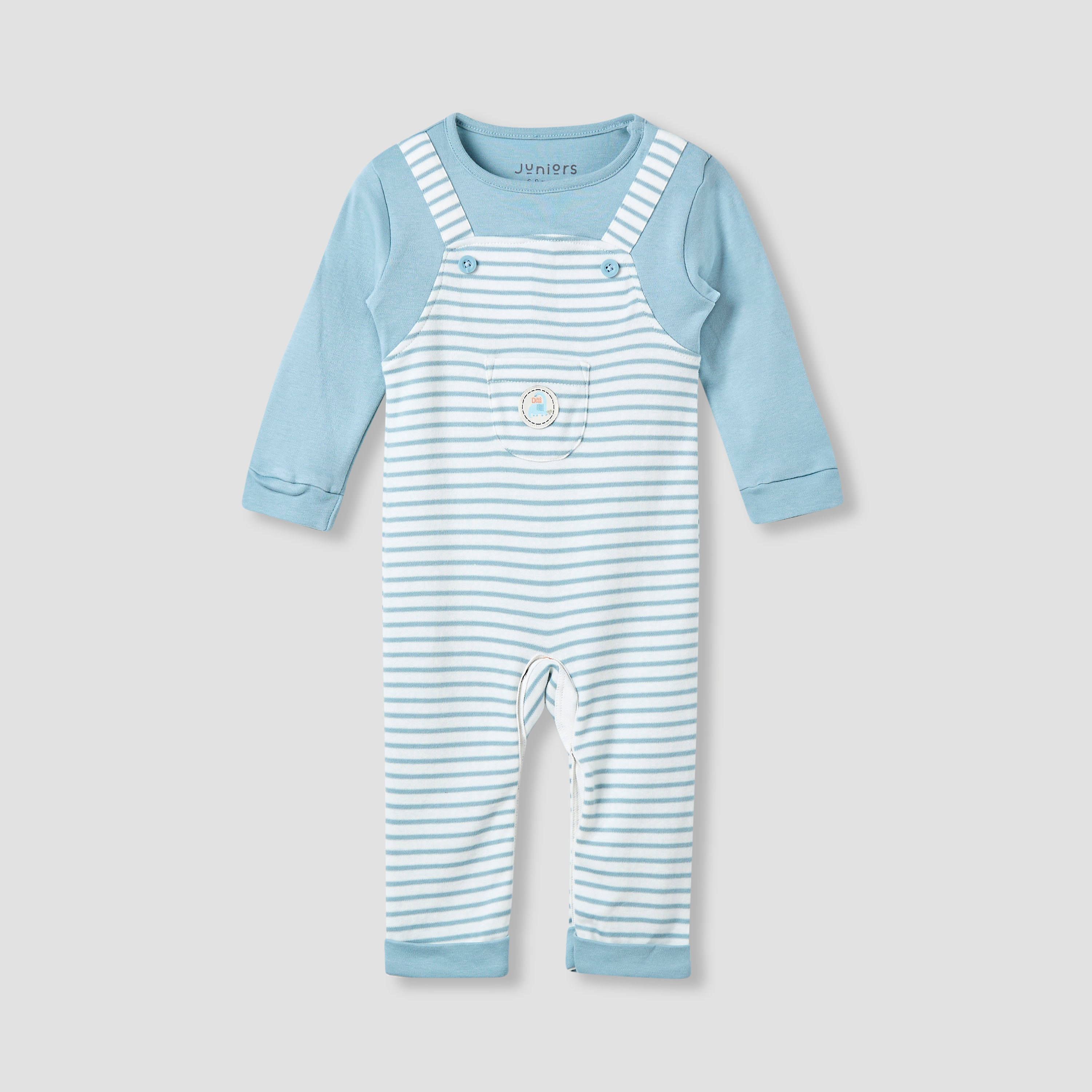 Juniors Striped Sleepsuit with Pocket-baby-boys-clothing-nightwear-sleepsuits-image-1