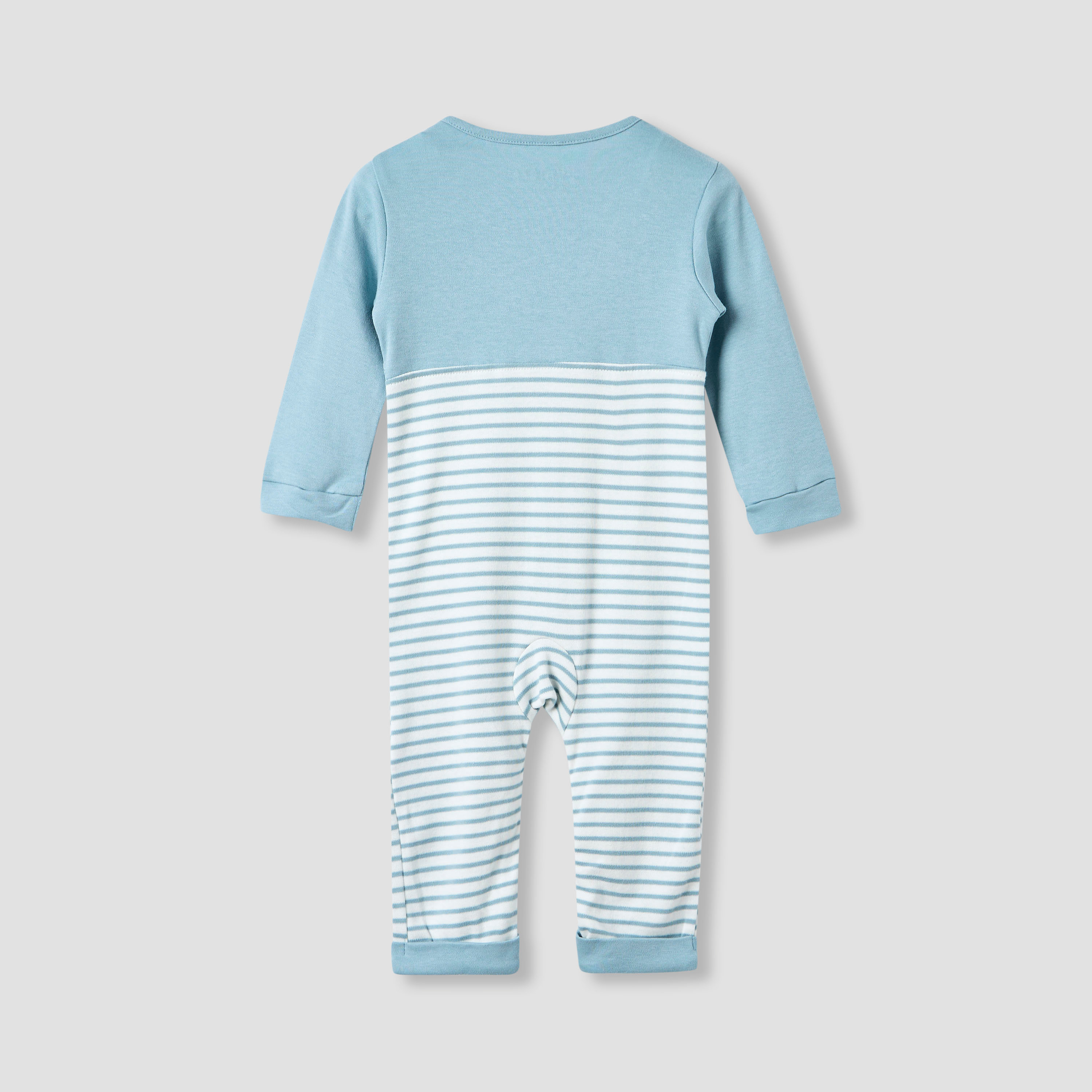 Juniors Striped Sleepsuit with Pocket-baby-boys-clothing-nightwear-sleepsuits-image-2