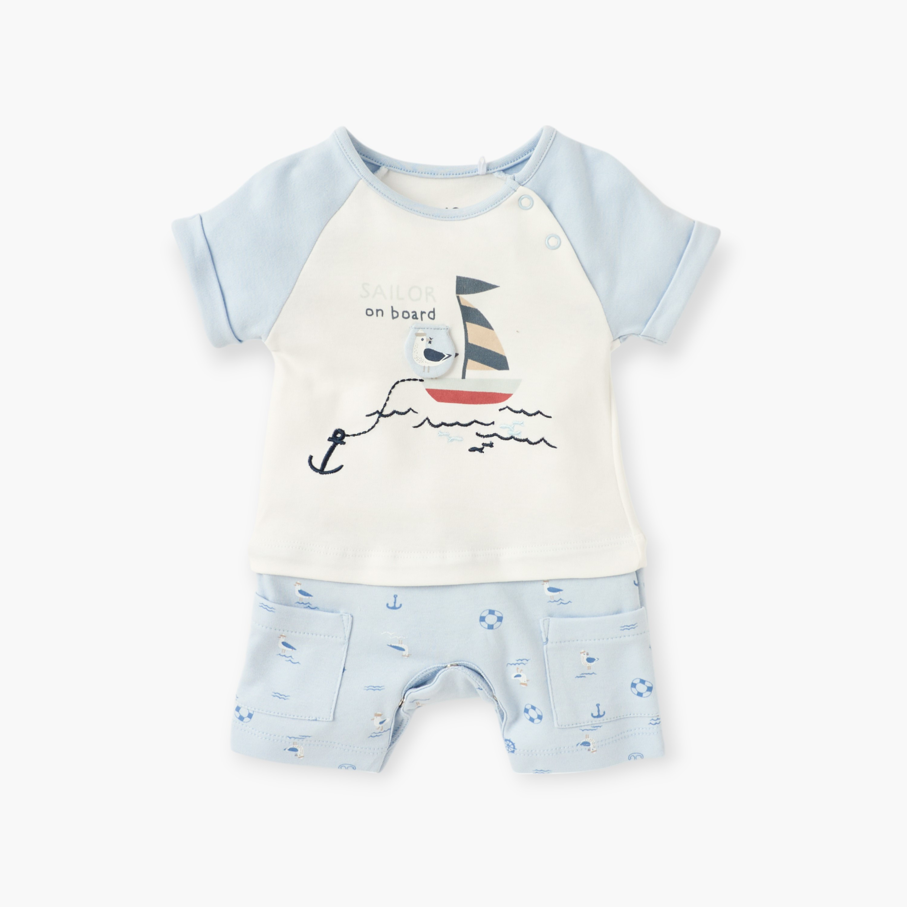 Juniors Graphic Print Romper with Button Closure-baby-boys-clothing-rompers-image-1