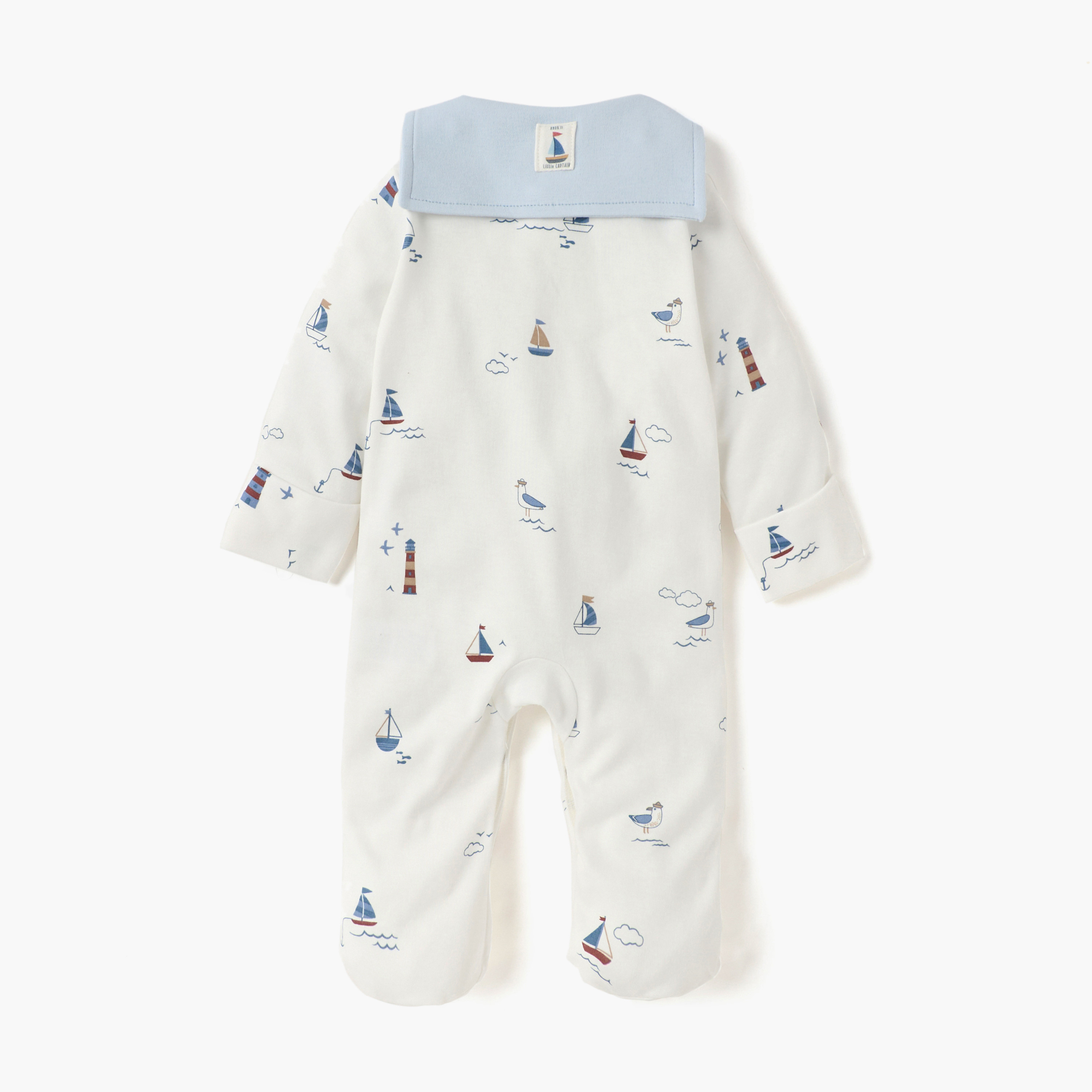 Juniors Nautica Print Closed Feet Sleepsuit with Button Closure-baby-boys-clothing-nightwear-sleepsuits-image-2