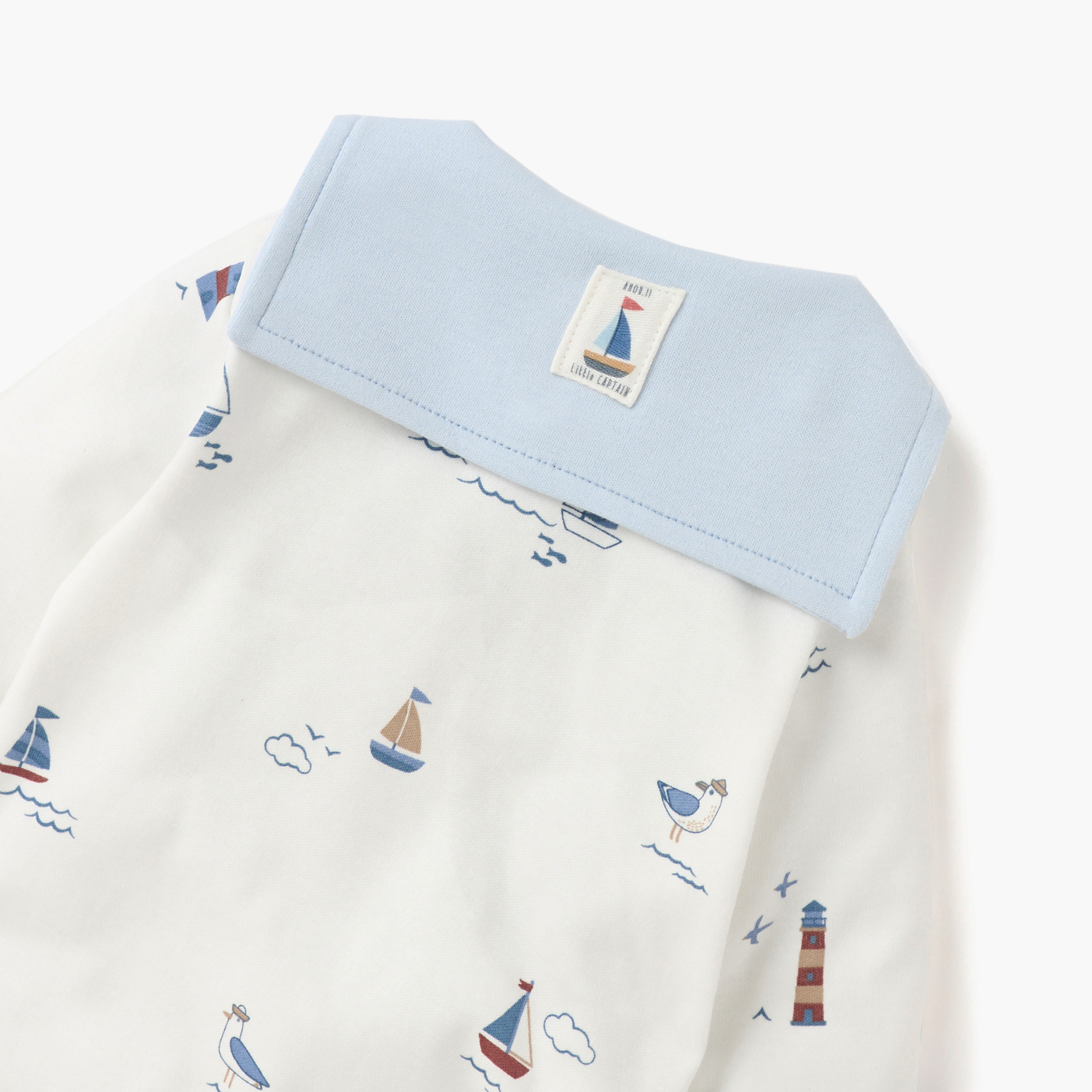 Juniors Nautica Print Closed Feet Sleepsuit with Button Closure-baby-boys-clothing-nightwear-sleepsuits-image-4