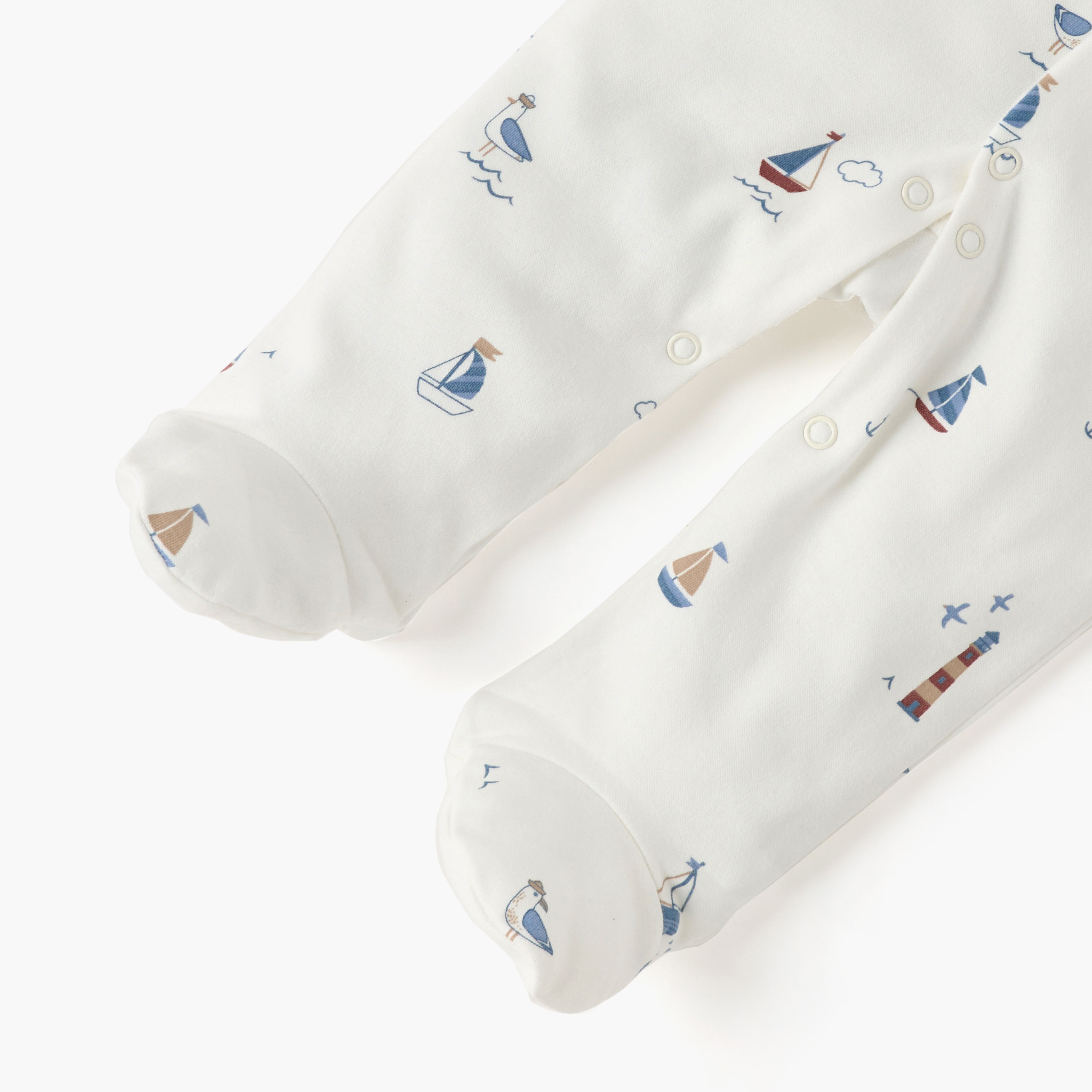 Juniors Nautica Print Closed Feet Sleepsuit with Button Closure-baby-boys-clothing-nightwear-sleepsuits-image-5
