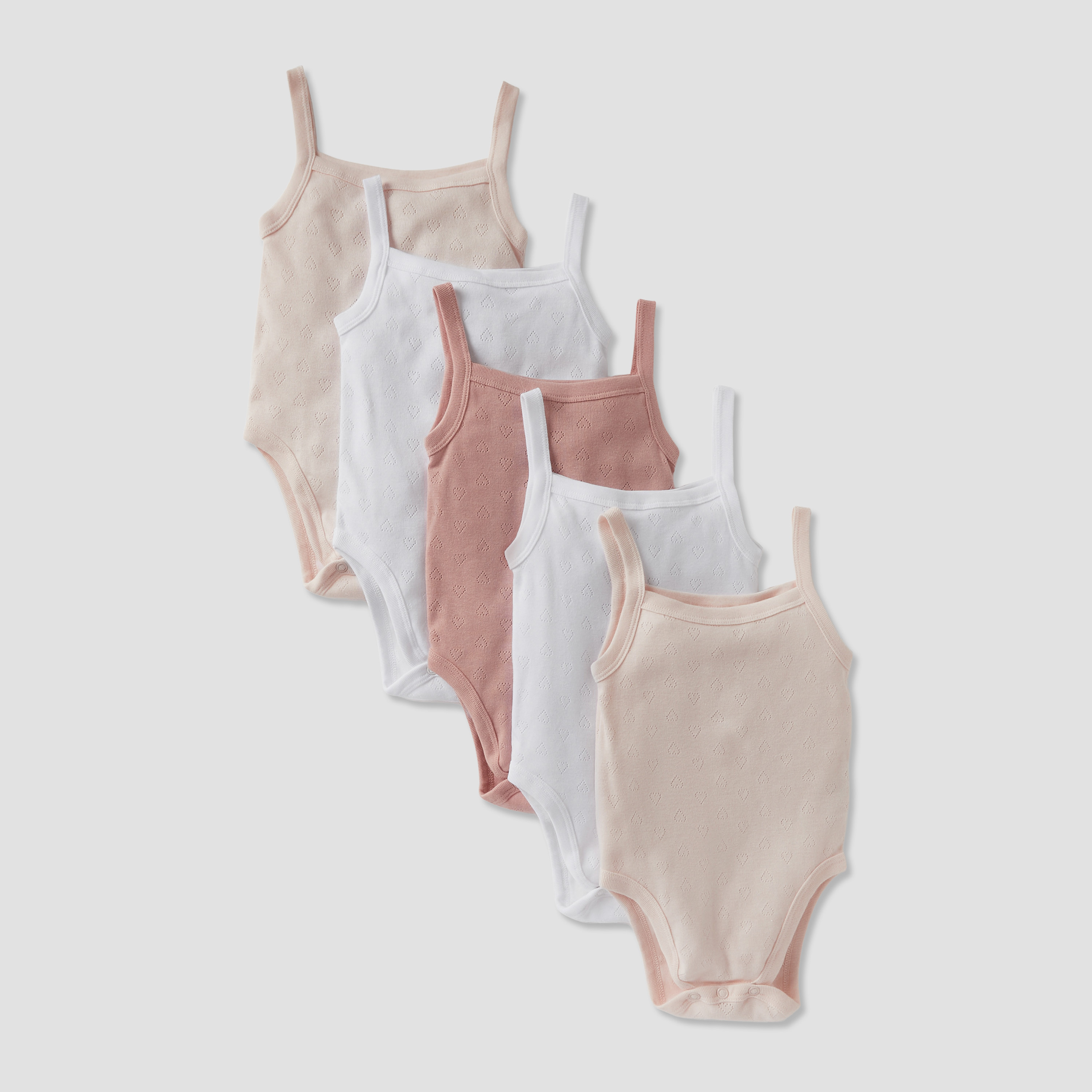 بودي سوت بارز الملمس دون أكمام من جونيورز - طقم 5 قطع-baby-girls-clothing-bodysuits-image-1