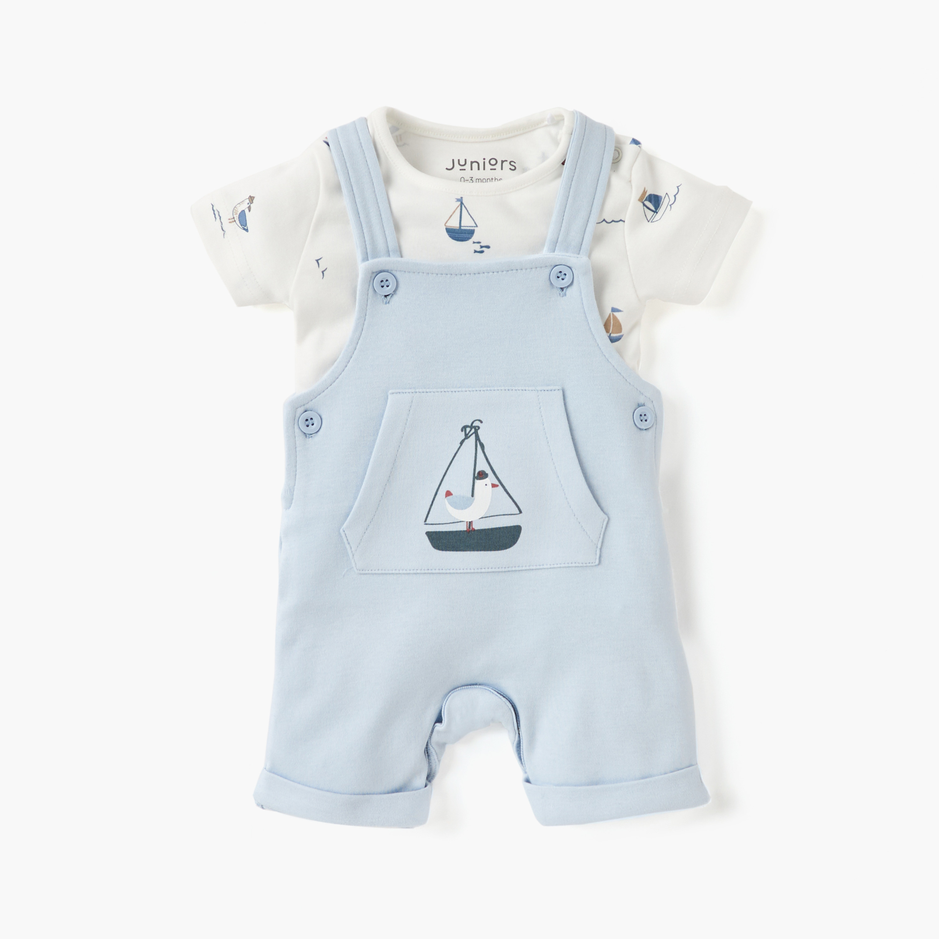 طقم تيشيرت ودنغري بطبعات نوتيكا من جونيورز-baby-boys-clothing-rompers-image-1