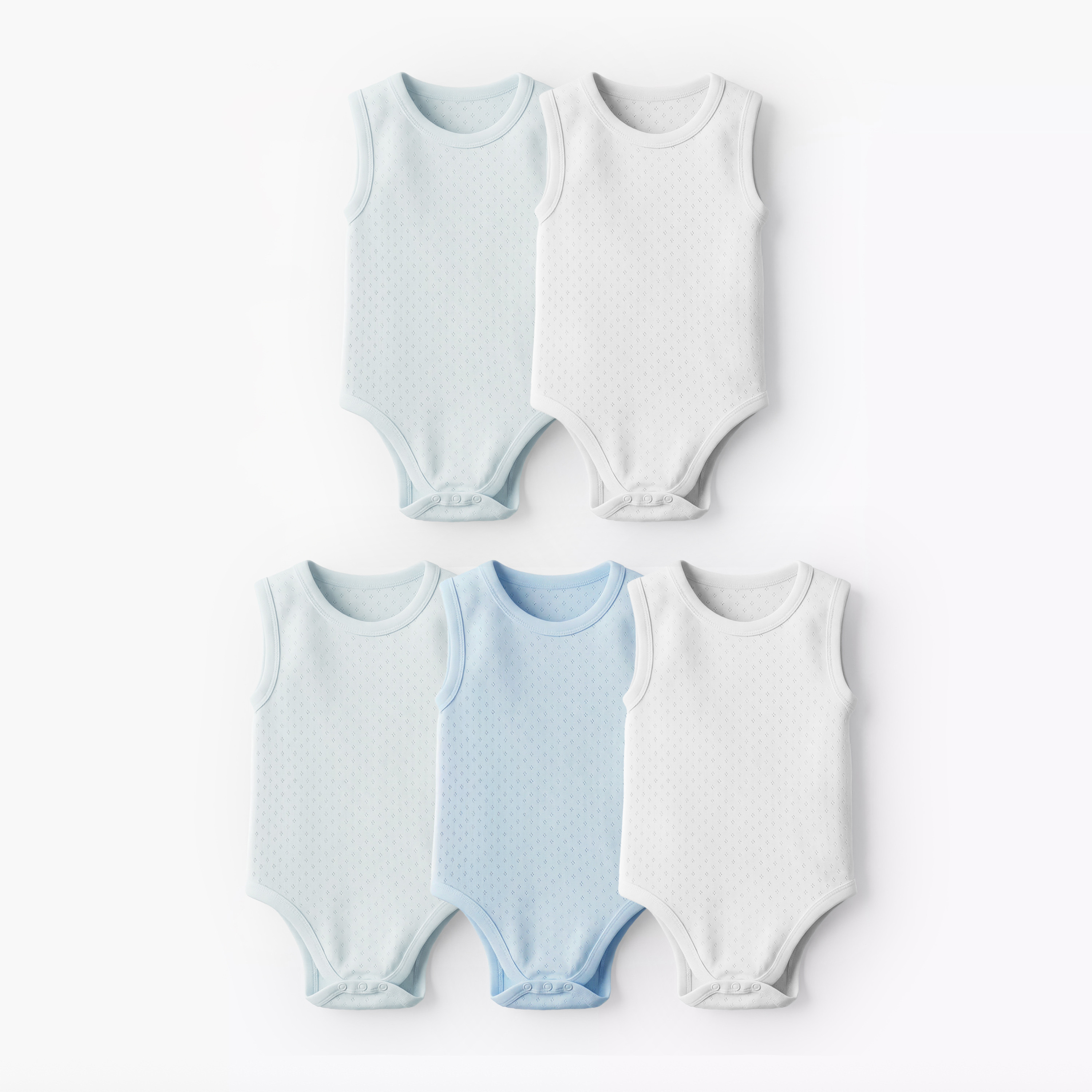Juniors Textured Sleeveless Bodysuits - Set of 5-baby-boys-clothing-bodysuits-image-1