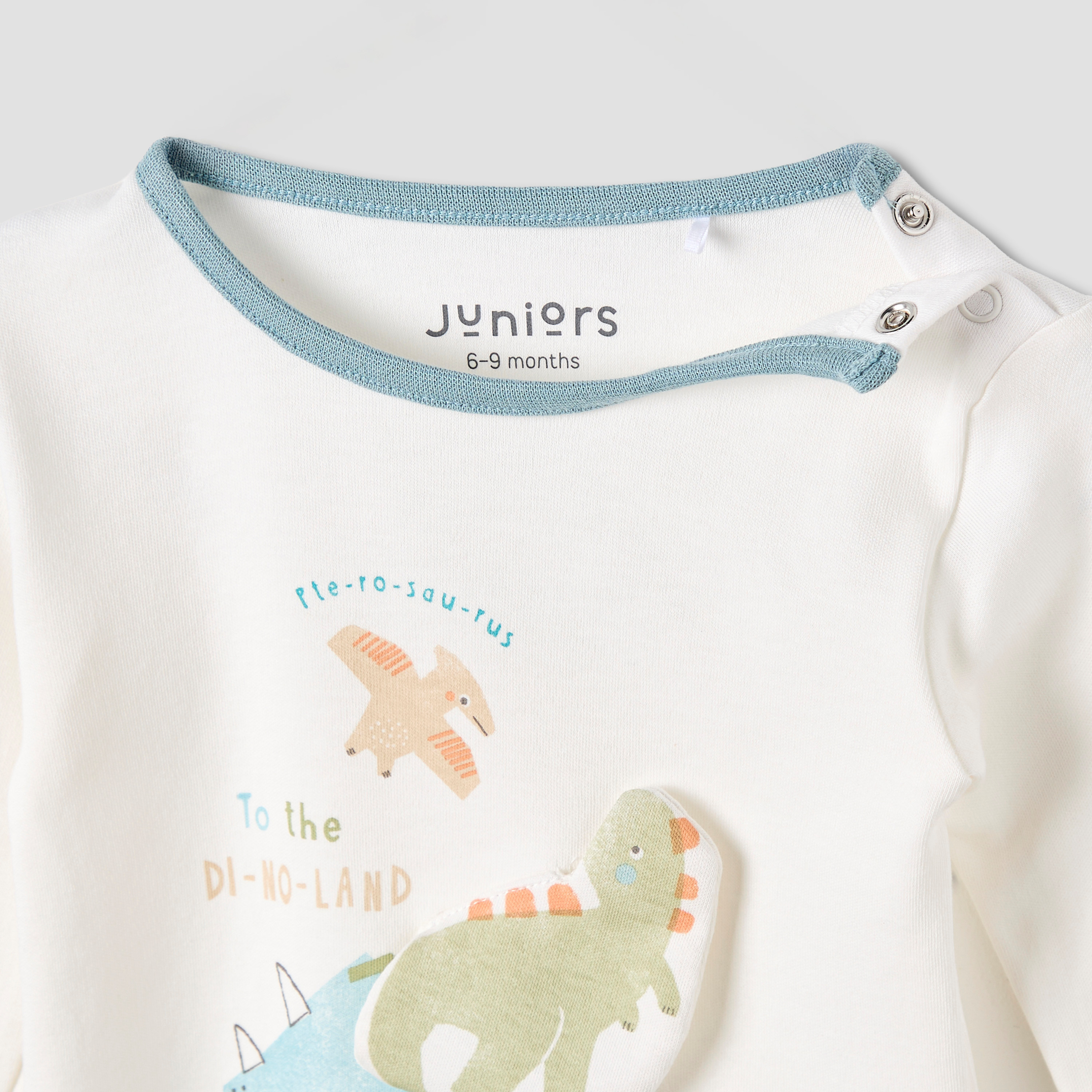 Juniors Dinosaur Print T-shirt and Striped Pyjama Set-baby-boys-clothing-nightwear-pyjamasets-image-4