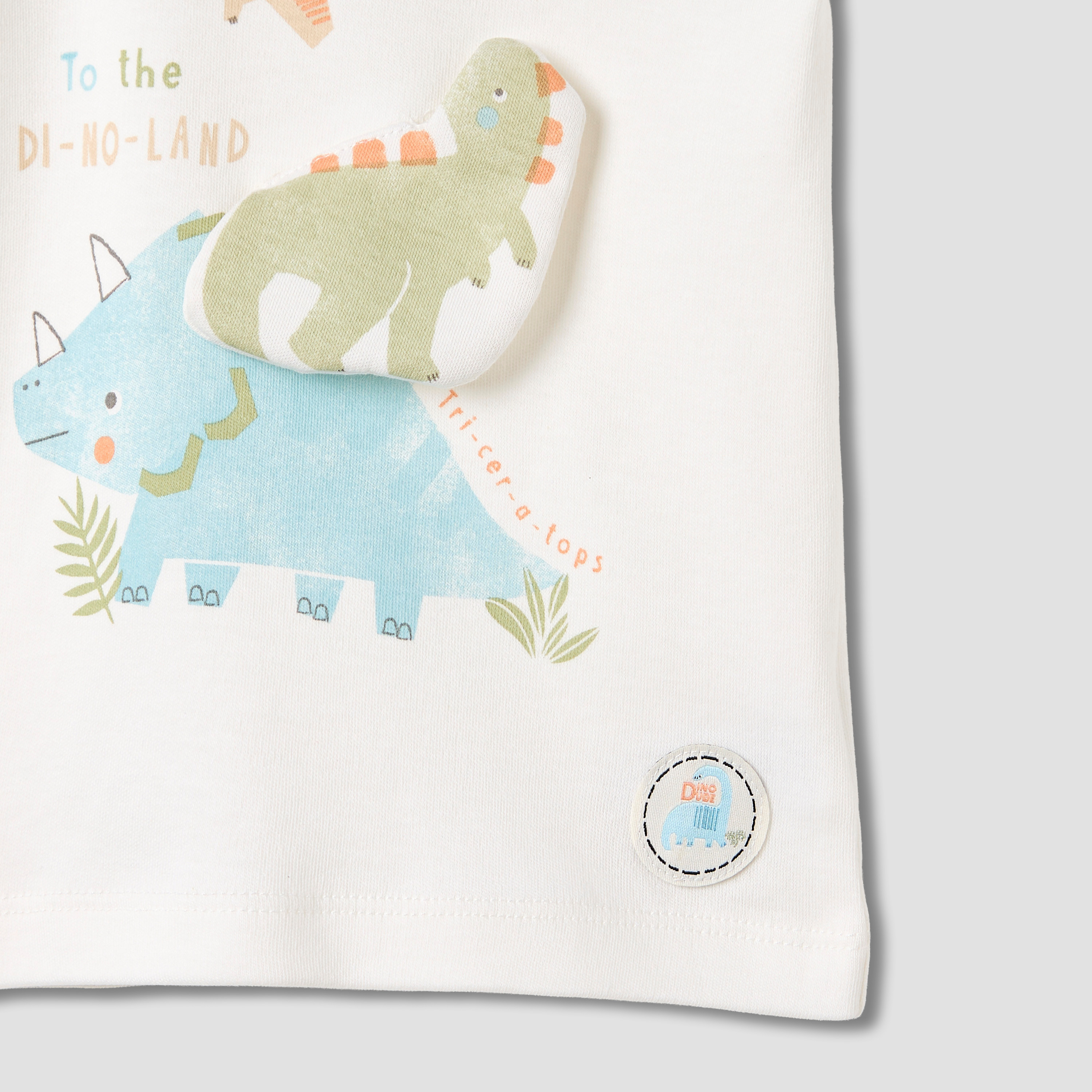 Juniors Dinosaur Print T-shirt and Striped Pyjama Set-baby-boys-clothing-nightwear-pyjamasets-image-5