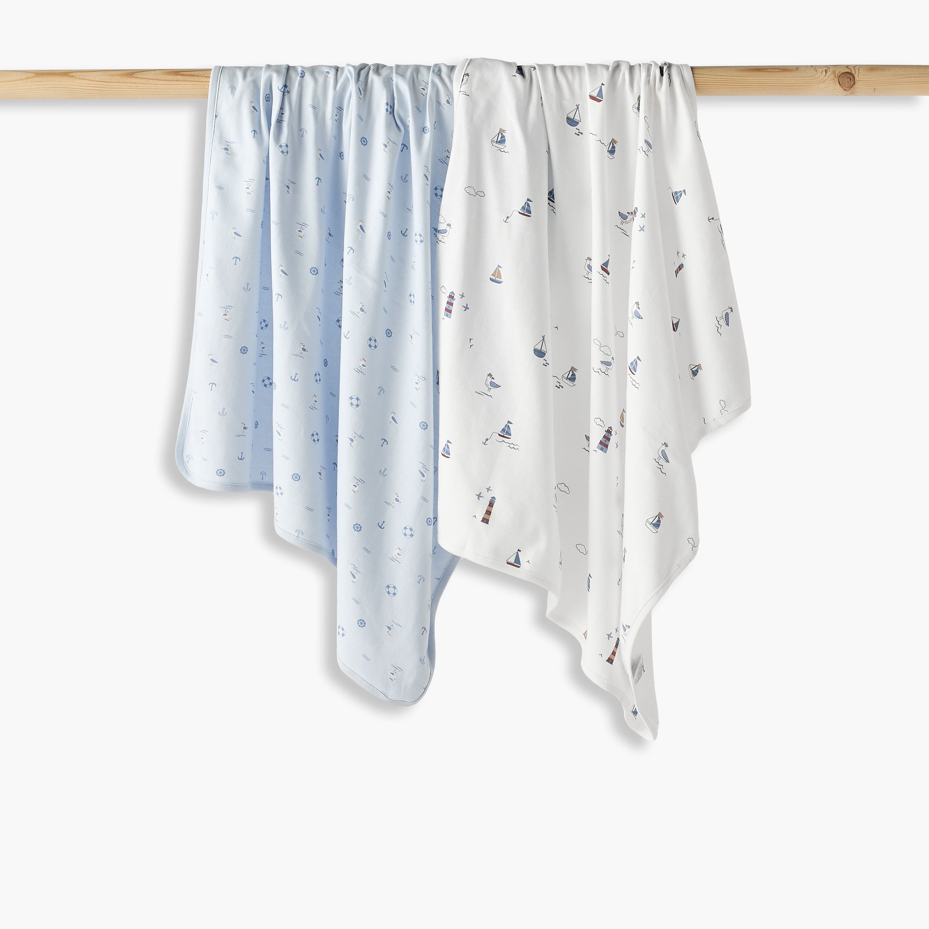 Juniors 2-Piece Nautical Print Receiving Blanket Set - 70x70 cm-baby-nursery-blanketsandswaddles-receivingblankets-image-1