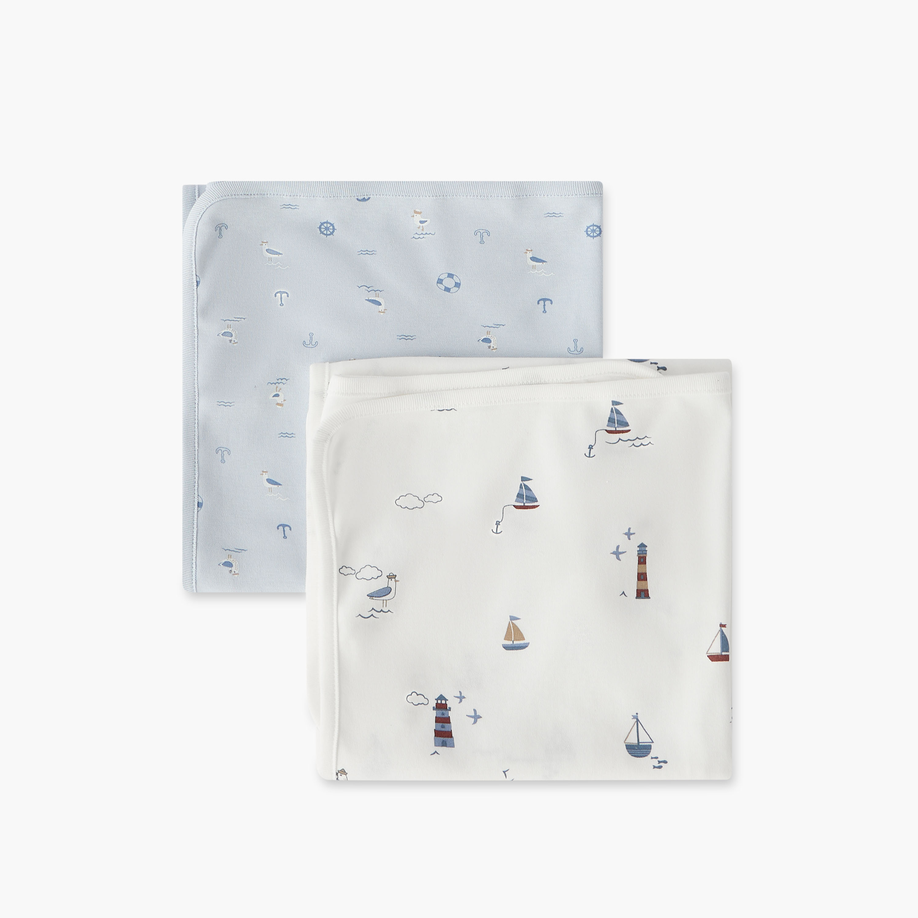 Juniors 2-Piece Nautical Print Receiving Blanket Set - 70x70 cm-baby-nursery-blanketsandswaddles-receivingblankets-image-3
