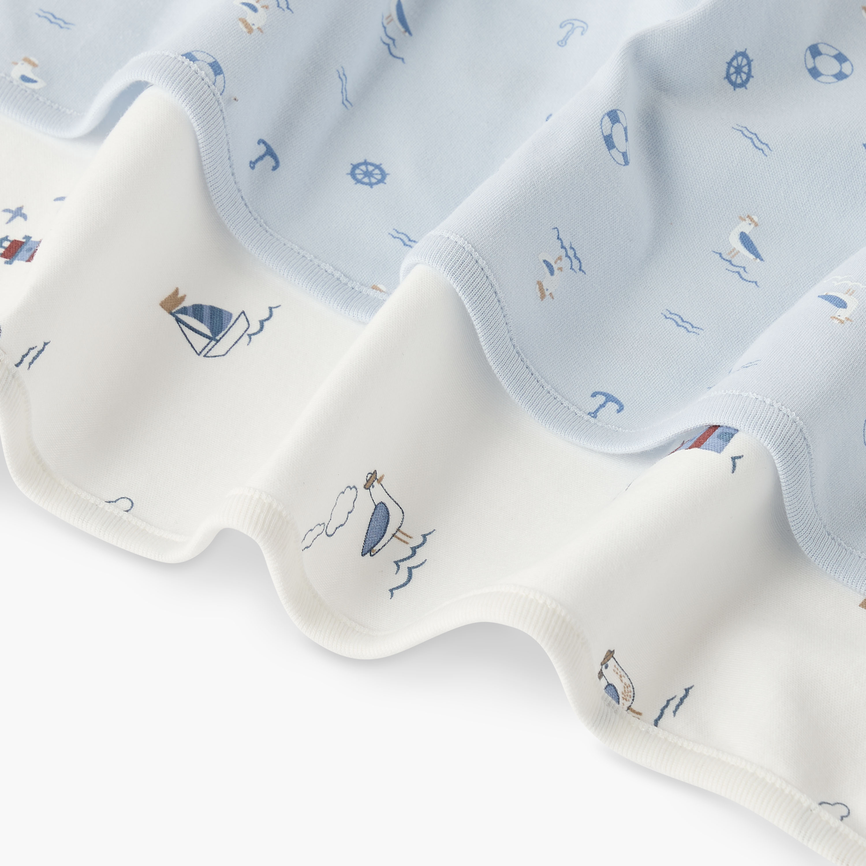 Juniors 2-Piece Nautical Print Receiving Blanket Set - 70x70 cm-baby-nursery-blanketsandswaddles-receivingblankets-image-5