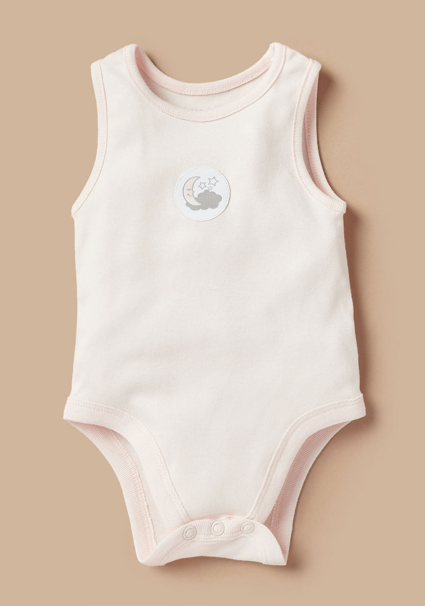 Juniors Printed Sleeveless Bodysuit with Button Closure - Set of 2-Bodysuits-image-2