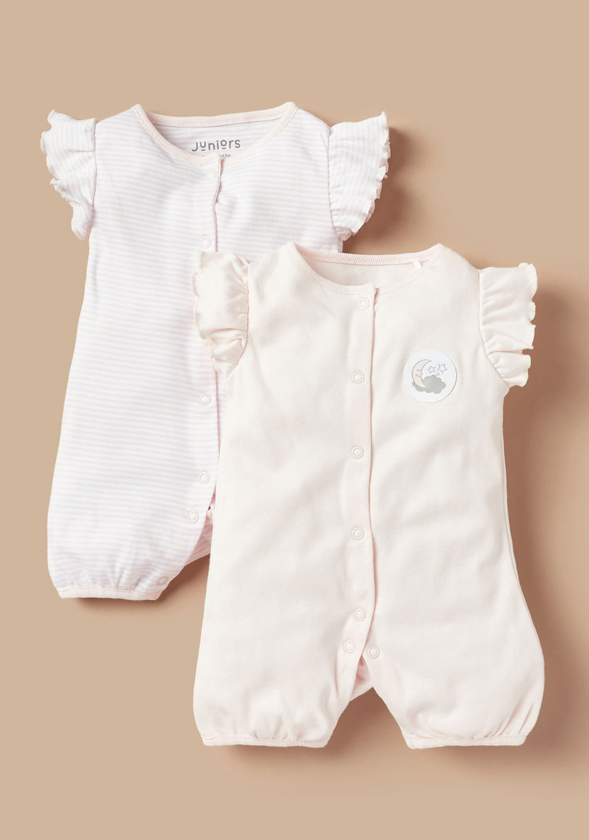 Juniors Applique Detail Rompers with Ruffled Sleeves - Set of 2-Rompers%2C Dungarees and Jumpsuits-image-0
