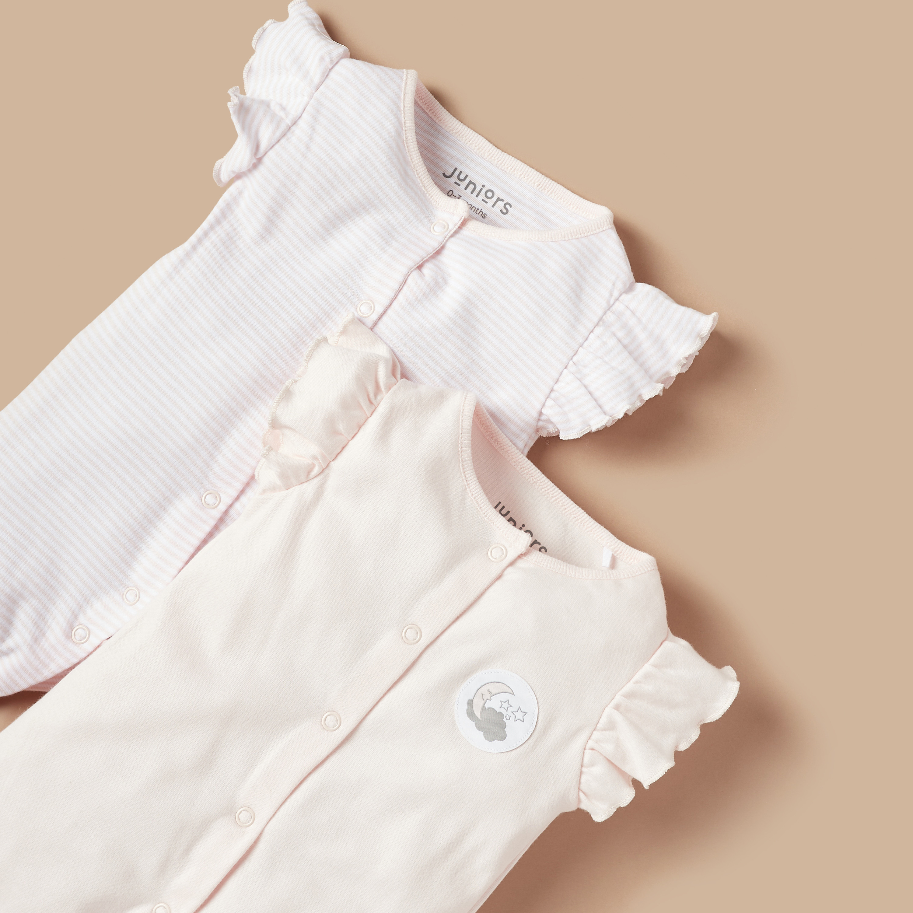 Juniors Applique Detail Rompers with Ruffled Sleeves - Set of 2-baby-boys-clothing-rompers-image-4
