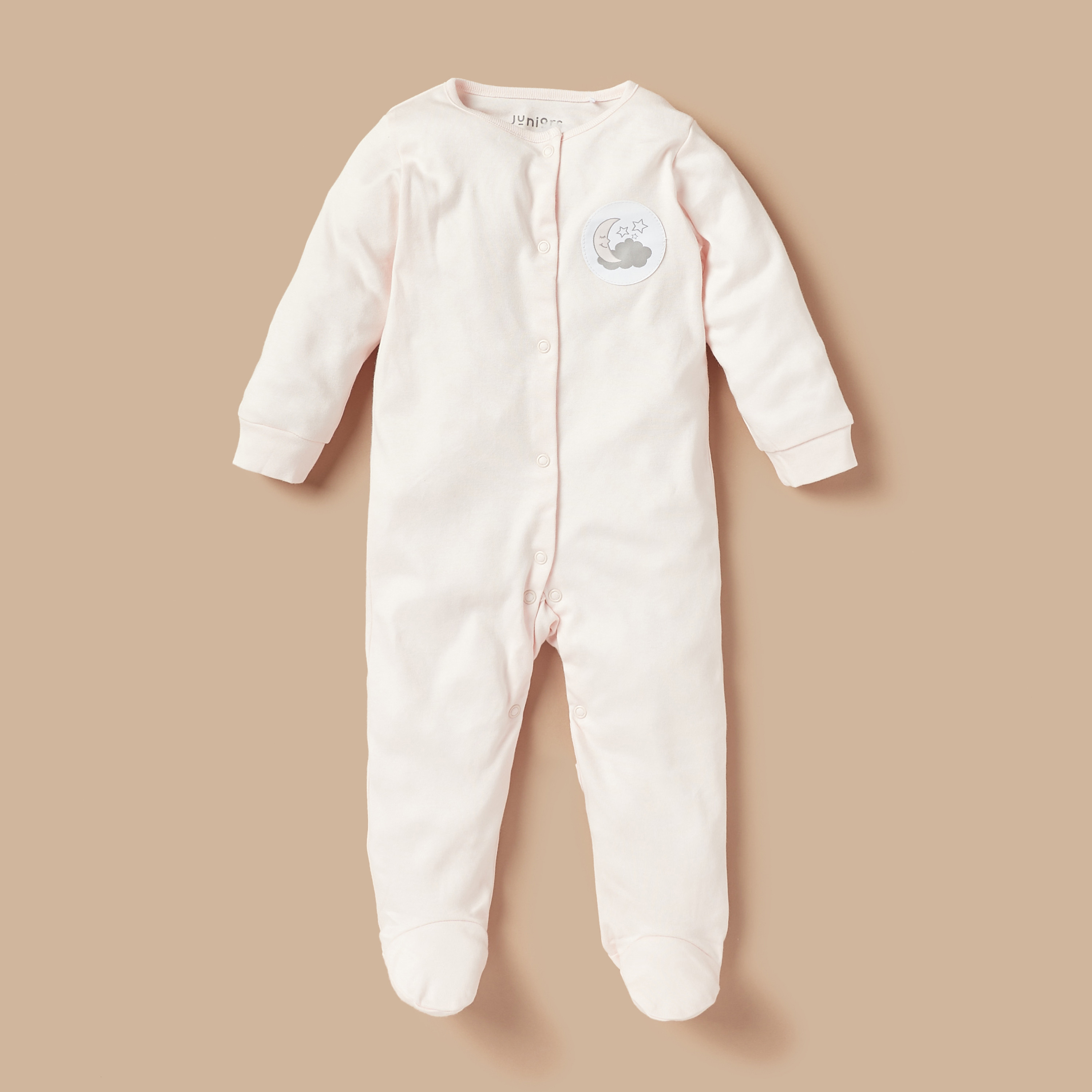 Juniors Printed Long Sleeves Sleepsuit with Button Closure - Set of 2-baby-girls-clothing-nightwear-sleepsuits-image-3