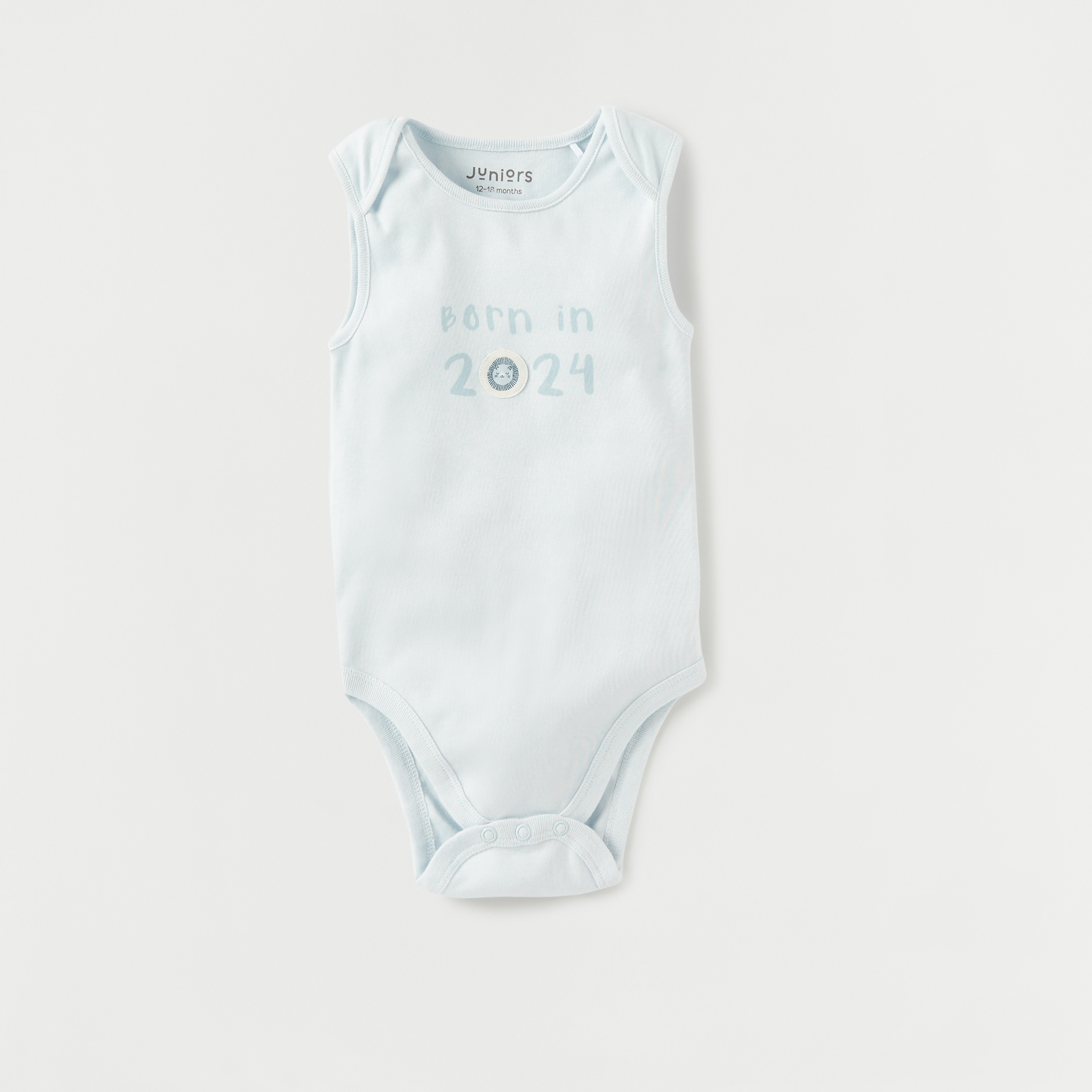Juniors Typography Print Sleeveless Bodysuit with Button Closure-baby-boys-clothing-bodysuits-image-1