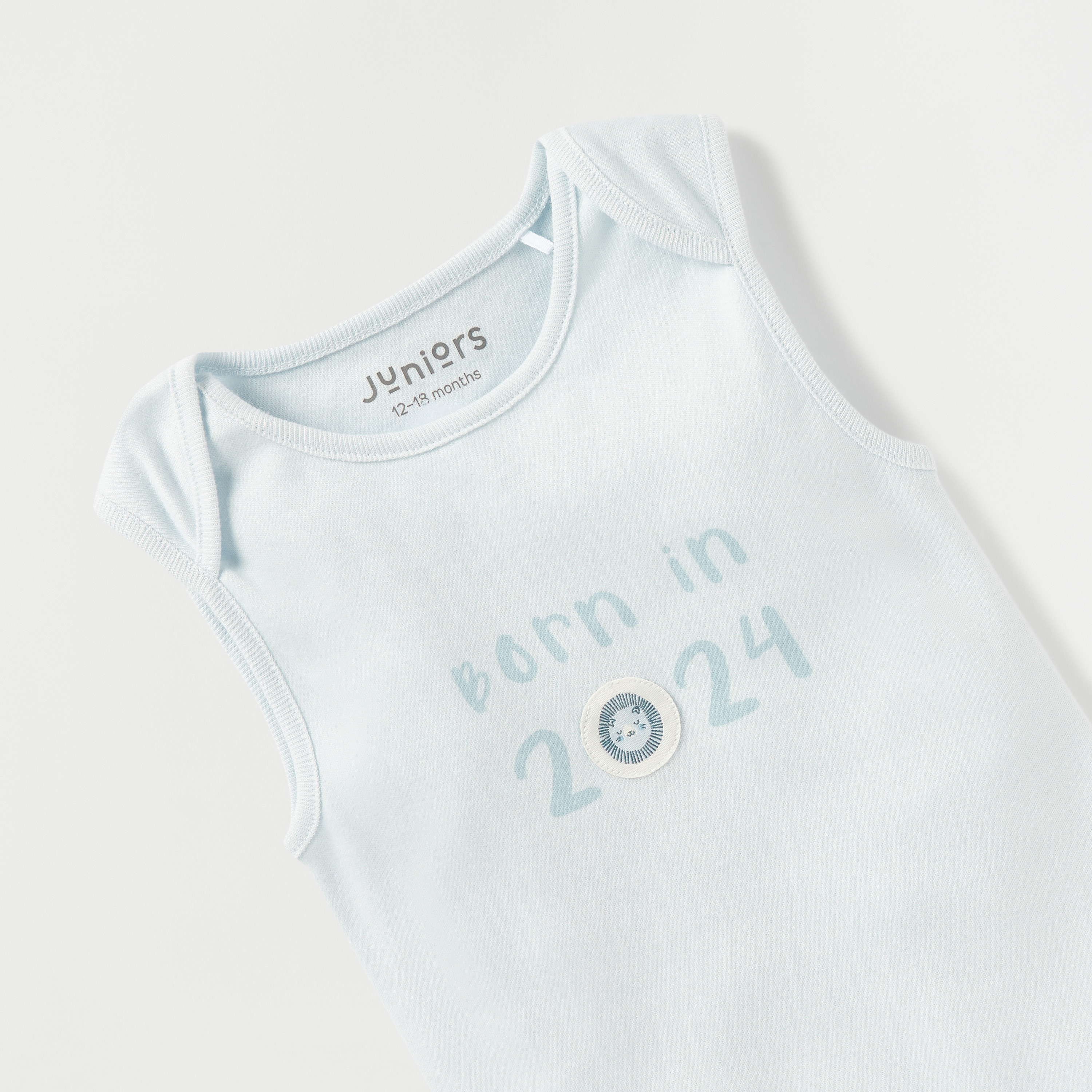 Juniors Typography Print Sleeveless Bodysuit with Button Closure-baby-boys-clothing-bodysuits-image-3