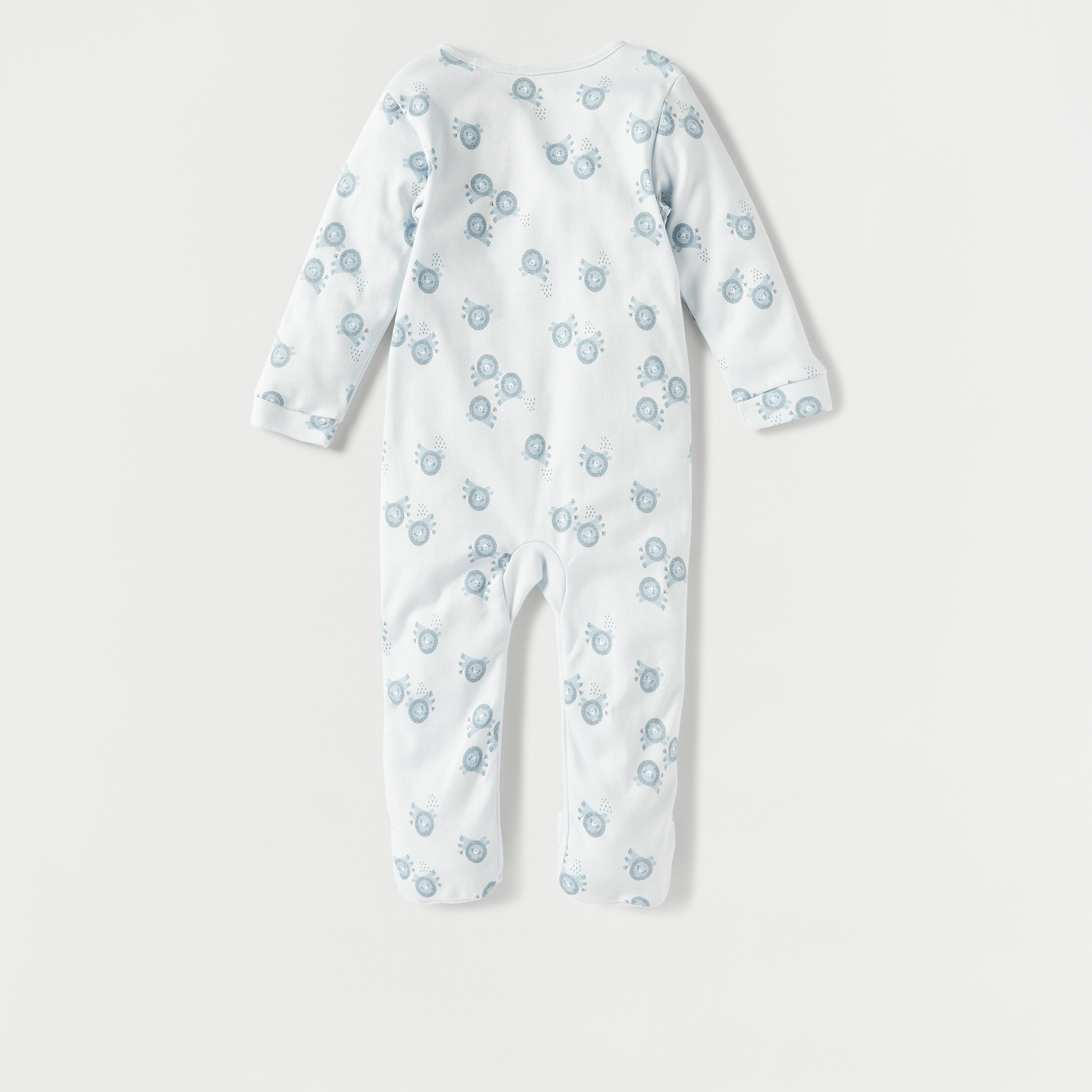 Juniors All-Over Lion Print Sleepsuit with Long Sleeves-baby-boys-clothing-nightwear-sleepsuits-image-2