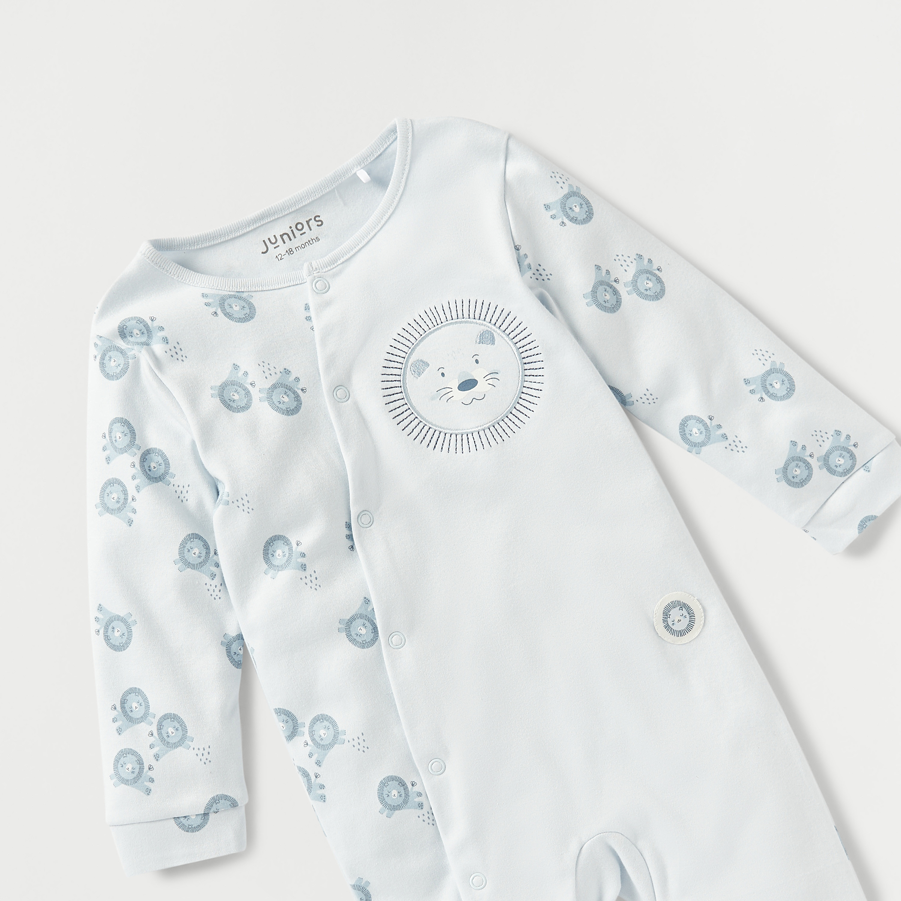 Juniors All-Over Lion Print Sleepsuit with Long Sleeves-baby-boys-clothing-nightwear-sleepsuits-image-3