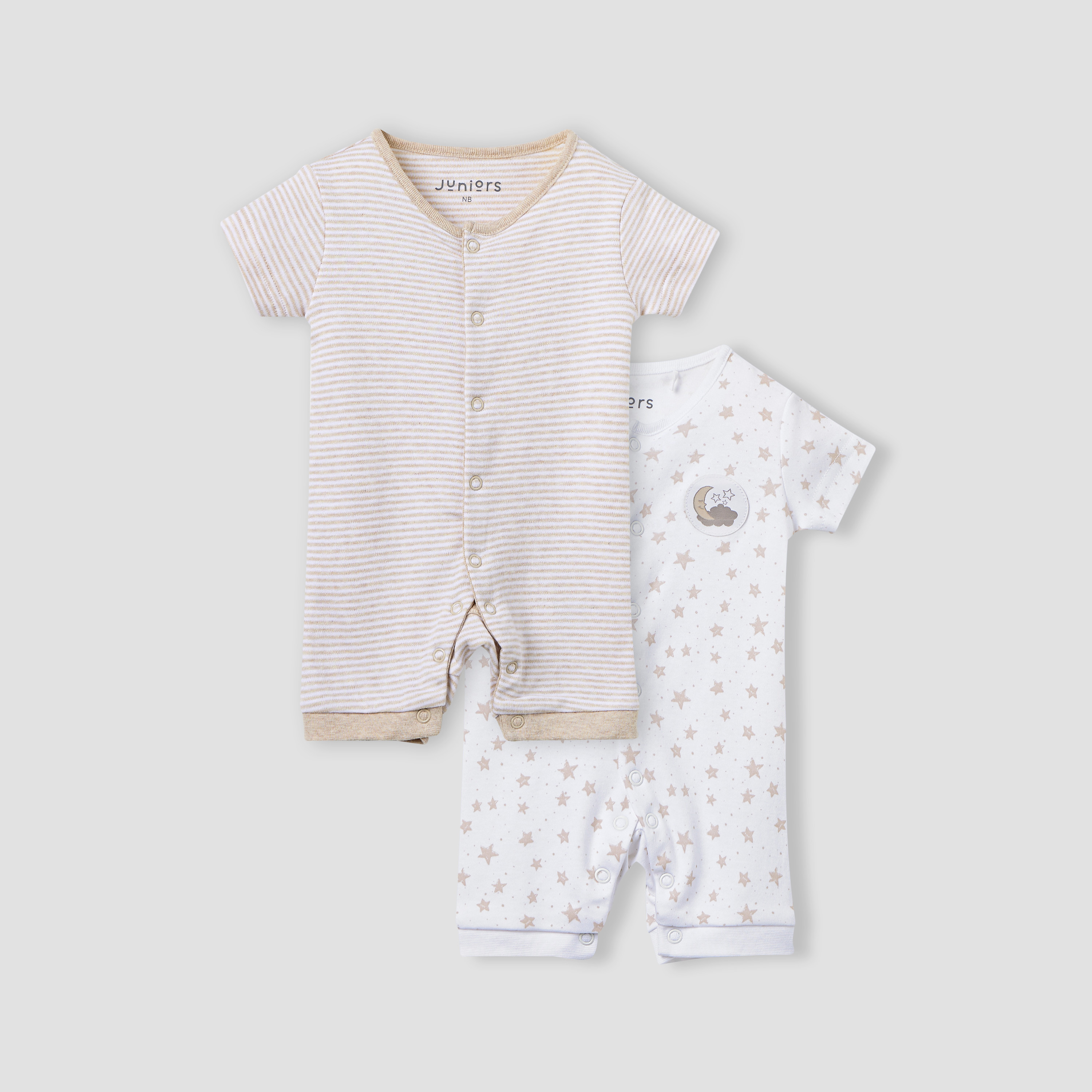 Juniors Printed Romper with Short Sleeves - Set of 2-baby-girls-clothing-rompers-image-1