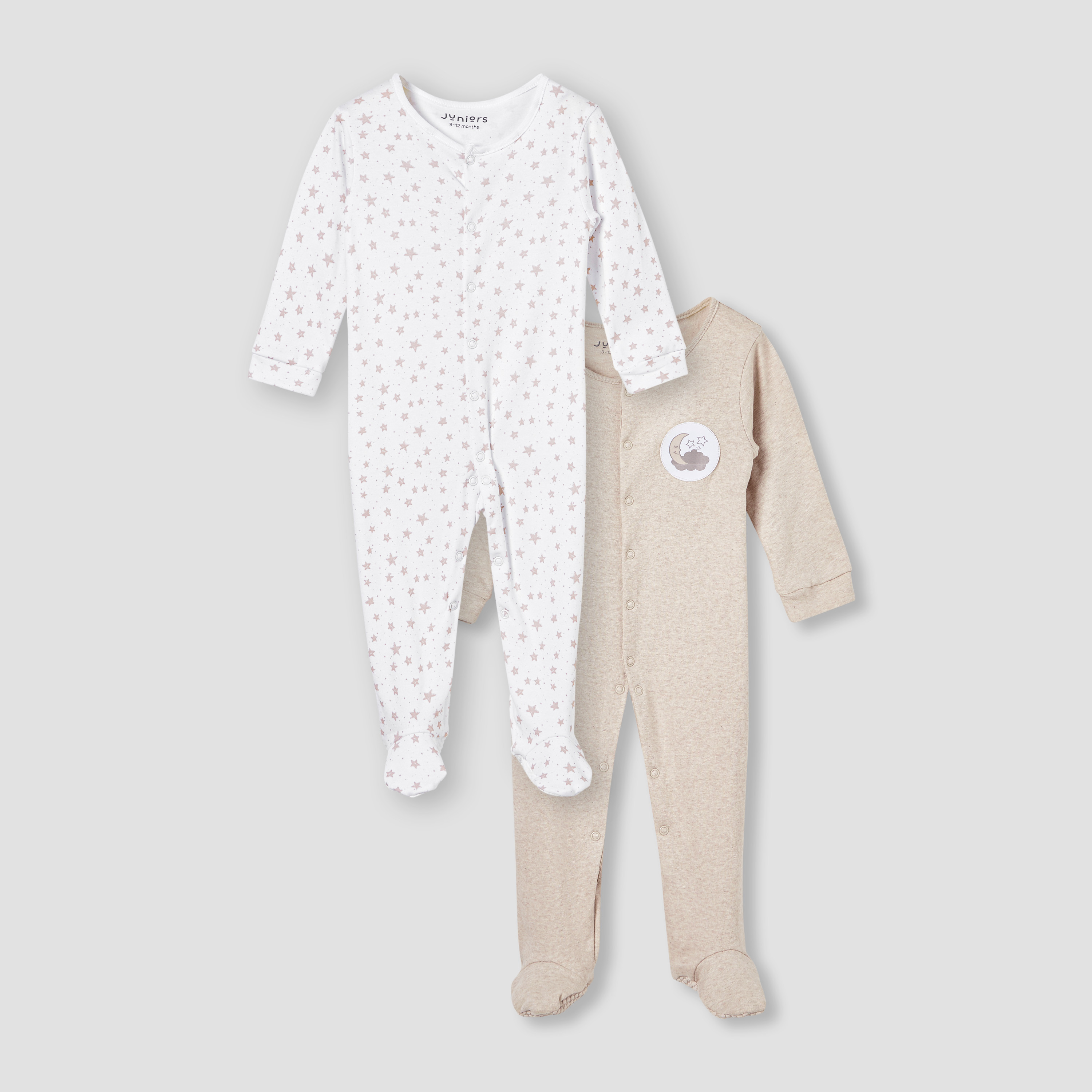 بدلة نوم بأكمام طويلة وأزرار إغلاق وطبعات من جونيورز - طقم من قطعتين-baby-girls-clothing-nightwear-sleepsuits-image-1