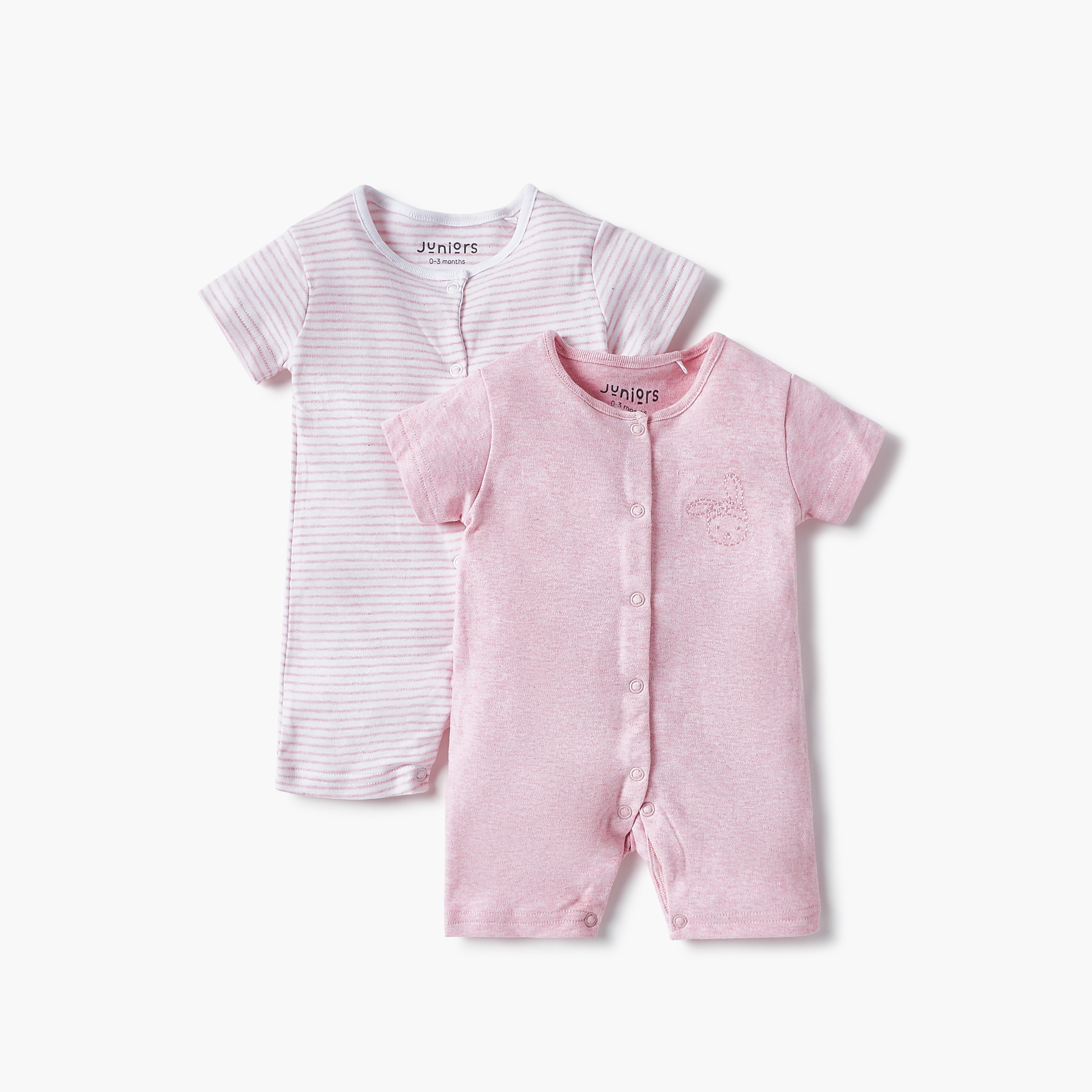 أفرول بأكمام قصيرة وأزرار إغلاق كباسة وطبعات من جونيورز - طقم من قطعتين-baby-girls-clothing-rompers-image-1