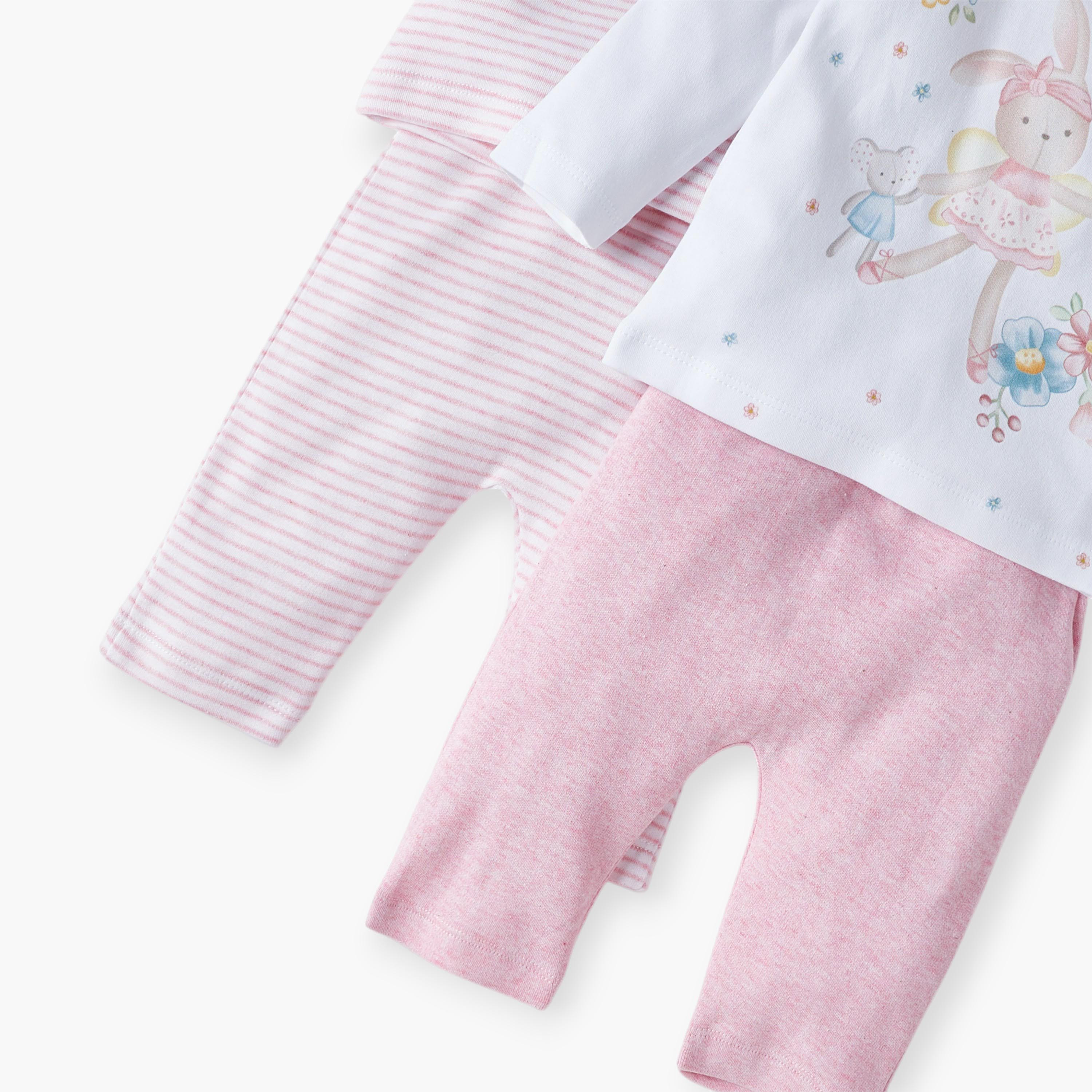 بنطلون بيجاما وتيشيرت بطبعات من جونيورز - مجموعة من طقمين-baby-girls-clothing-nightwear-pyjamasets-image-5