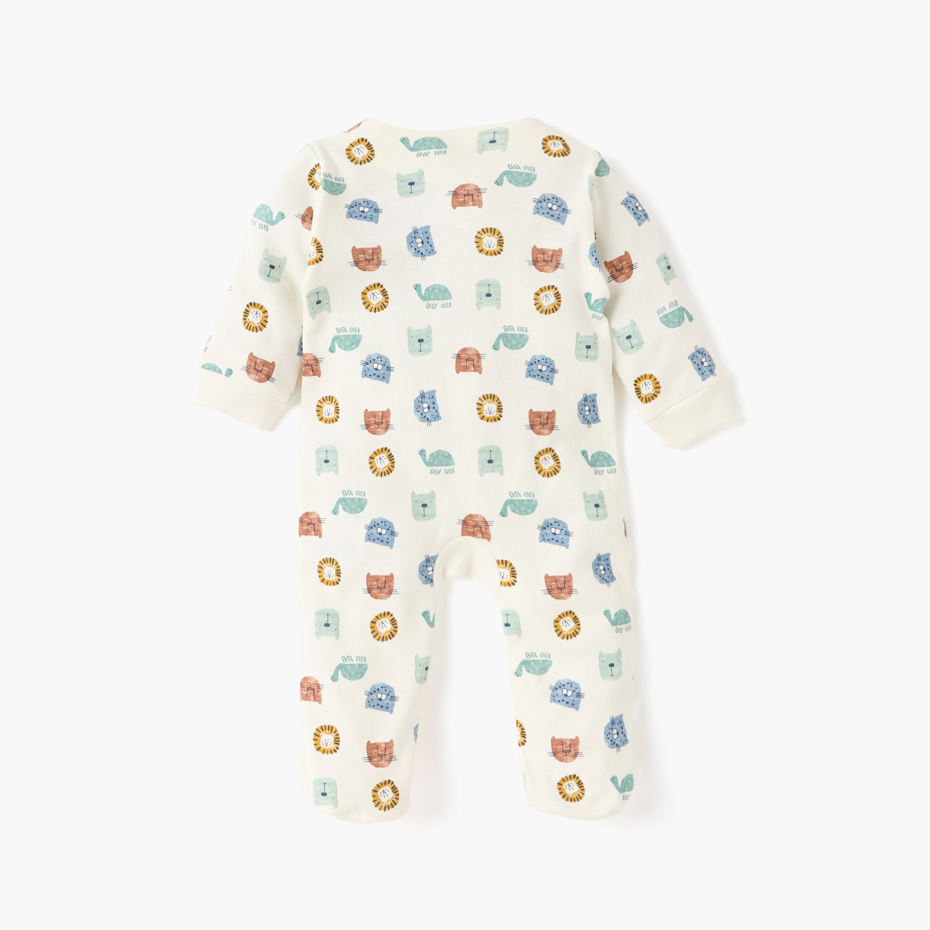 Juniors Animal Print Closed Feet Sleepsuit with Long Sleeves-baby-boys-clothing-nightwear-sleepsuits-image-2
