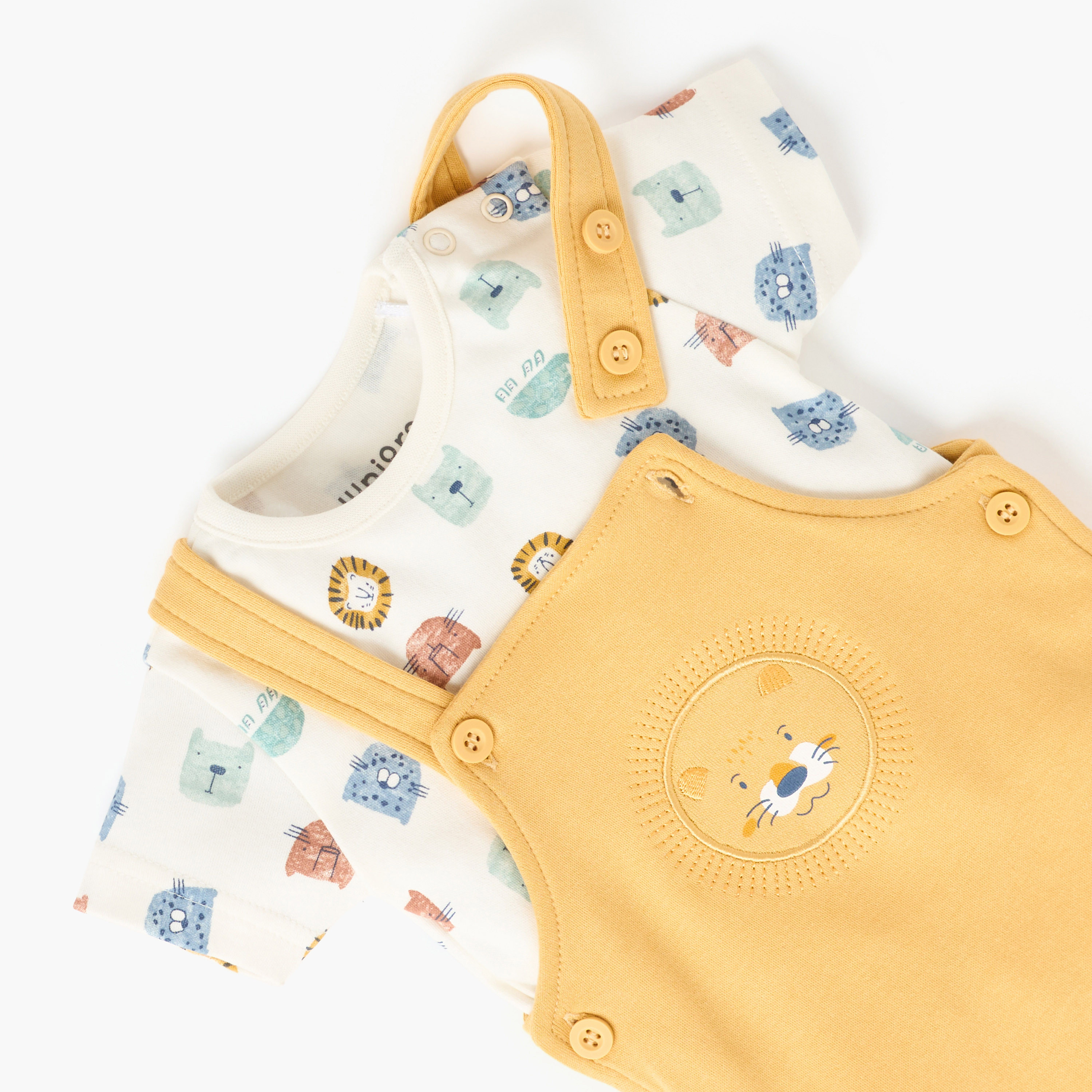 Juniors Animal Print T-shirt and Dungaree Set-baby-boys-clothing-rompers-image-4