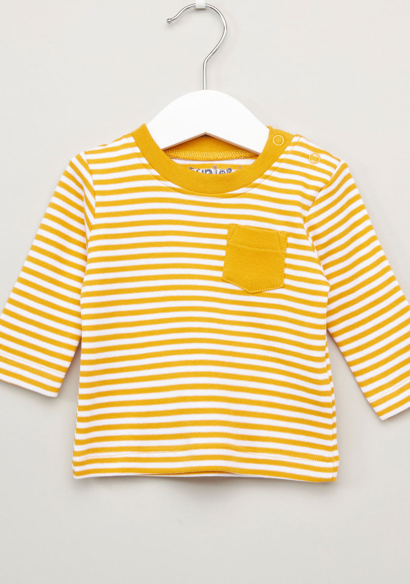 Juniors Striped T-shirt with Jog Pants-Pyjama Sets-image-1