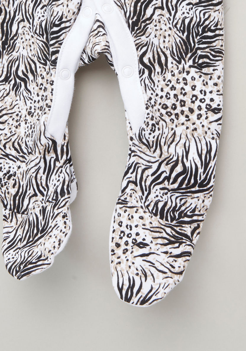 Juniors Zebra Printed Closed Feet Hooded Sleepsuit-Sleepsuits-image-1