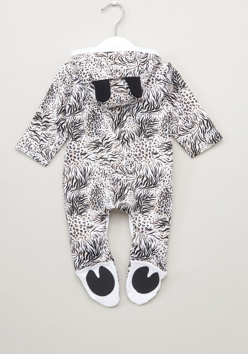 Juniors Zebra Printed Closed Feet Hooded Sleepsuit-Sleepsuits-image-2