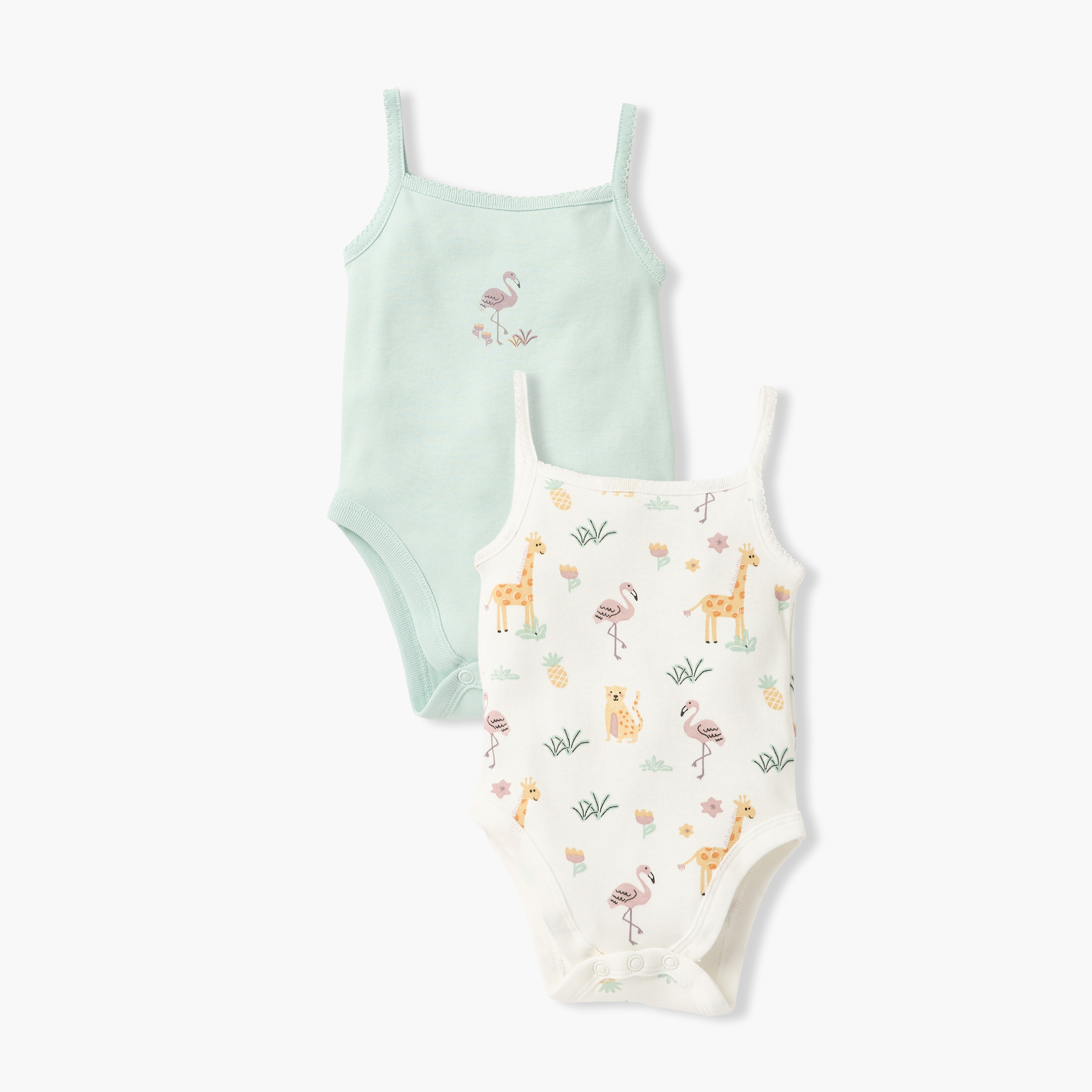 Juniors Printed Sleeveless Bodysuit - Set of 2-baby-girls-clothing-bodysuits-image-1