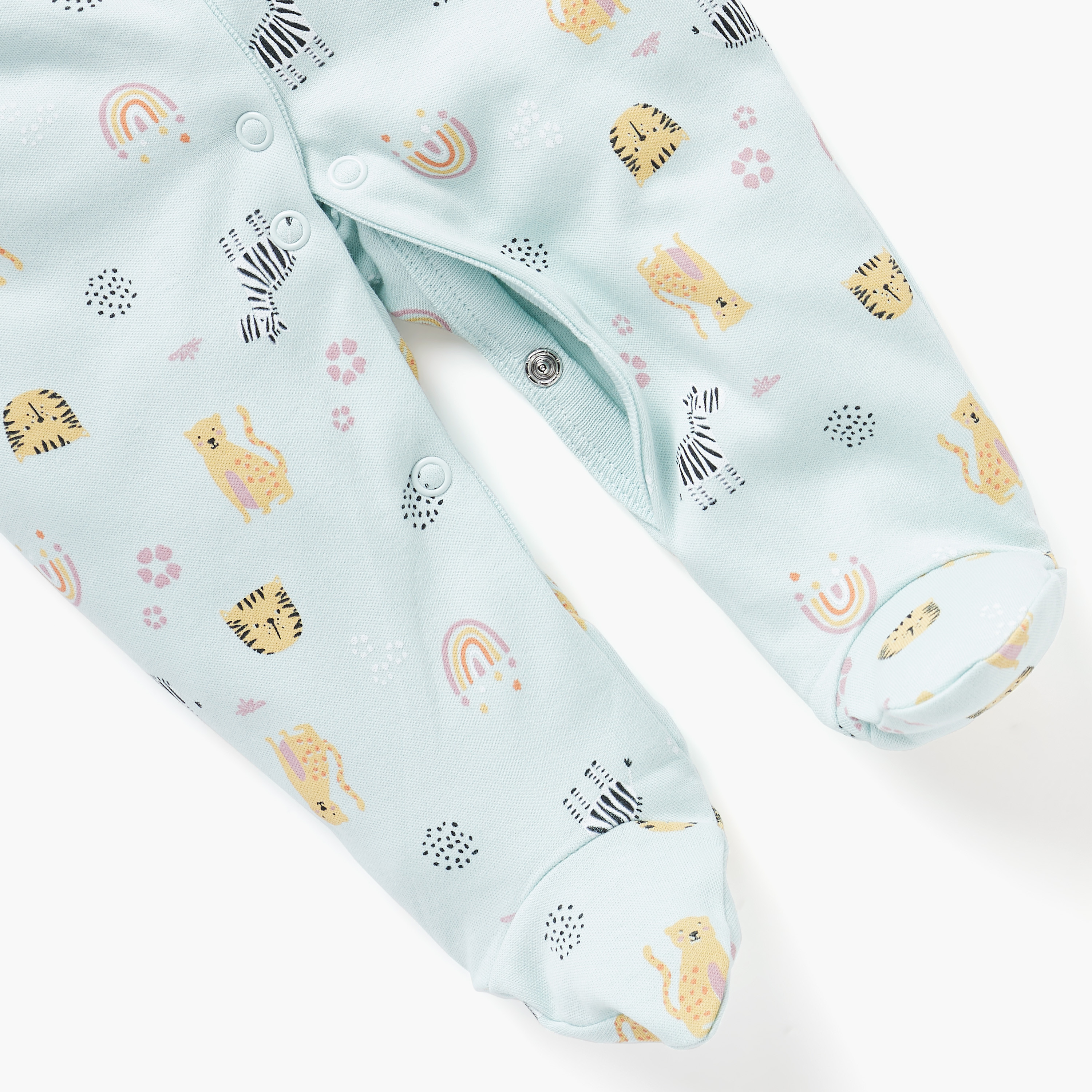 Juniors Printed Sleepsuit with Long Sleeves and Zip Closure-baby-girls-clothing-nightwear-sleepsuits-image-4