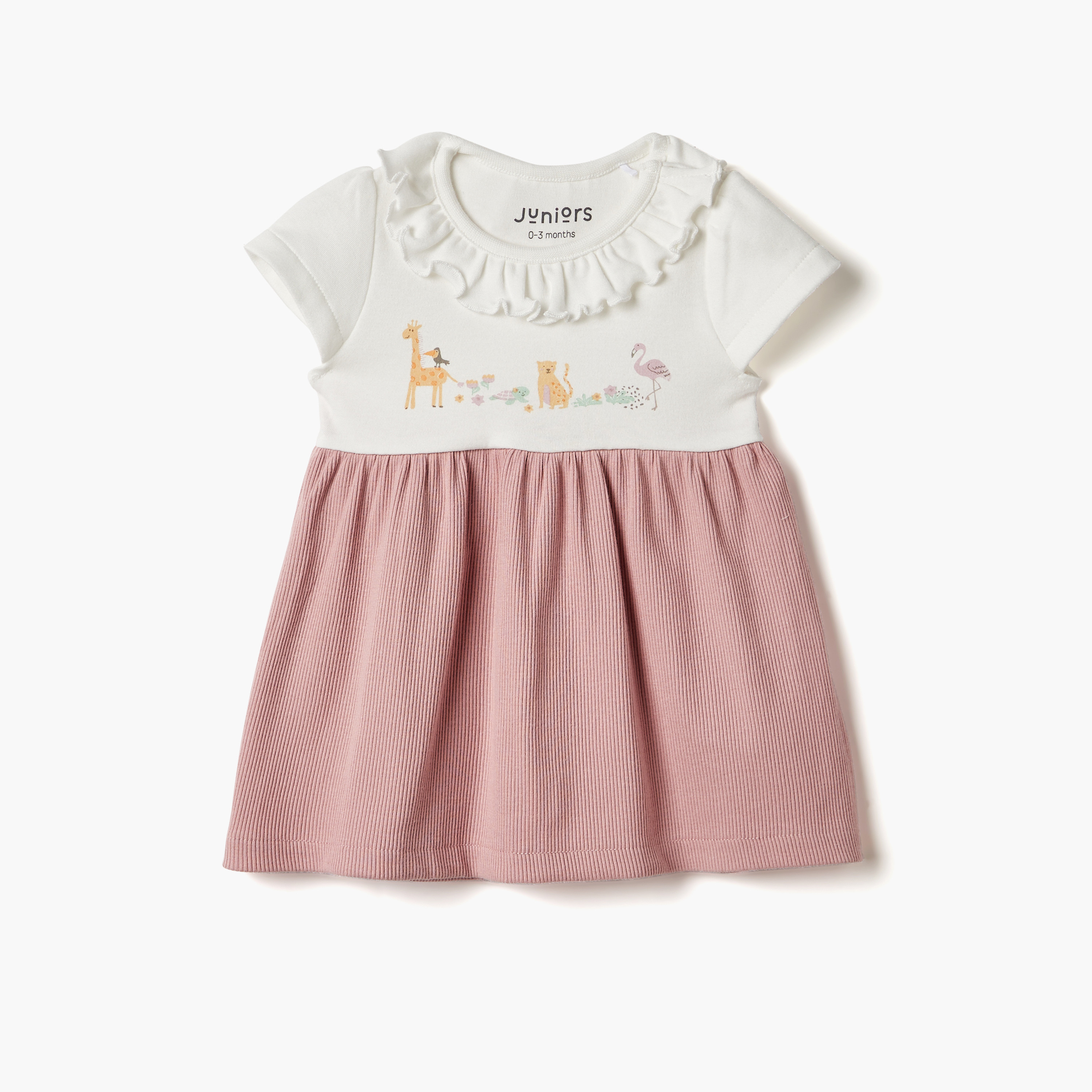 فستان إيه لاين بأكمام قصيرة وطبعات حيوانات من جونيورز-baby-girls-clothing-dressesandjumpsuits-image-1