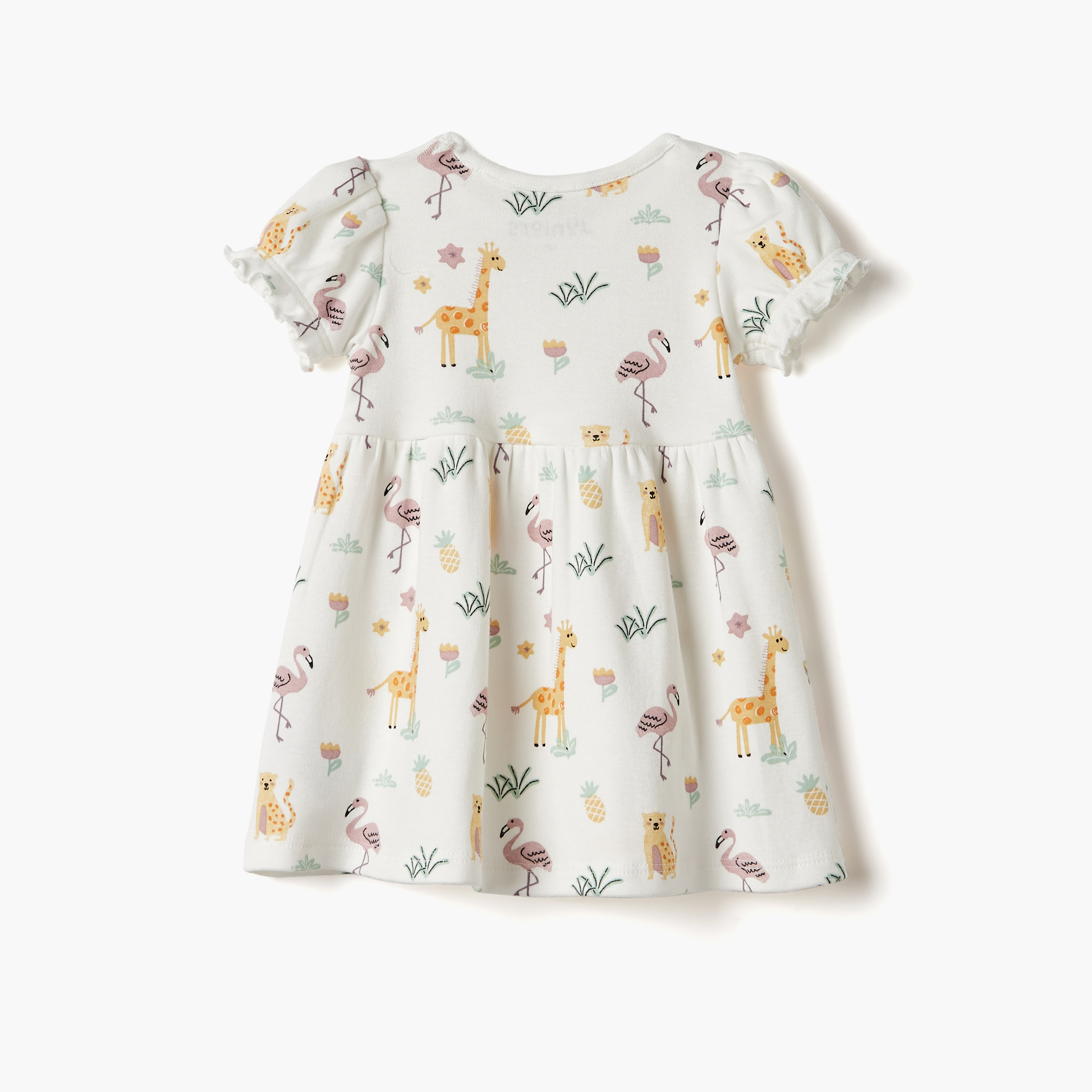 Juniors Printed A-Line Dress with Short Sleeves-baby-girls-clothing-dressesandjumpsuits-image-2