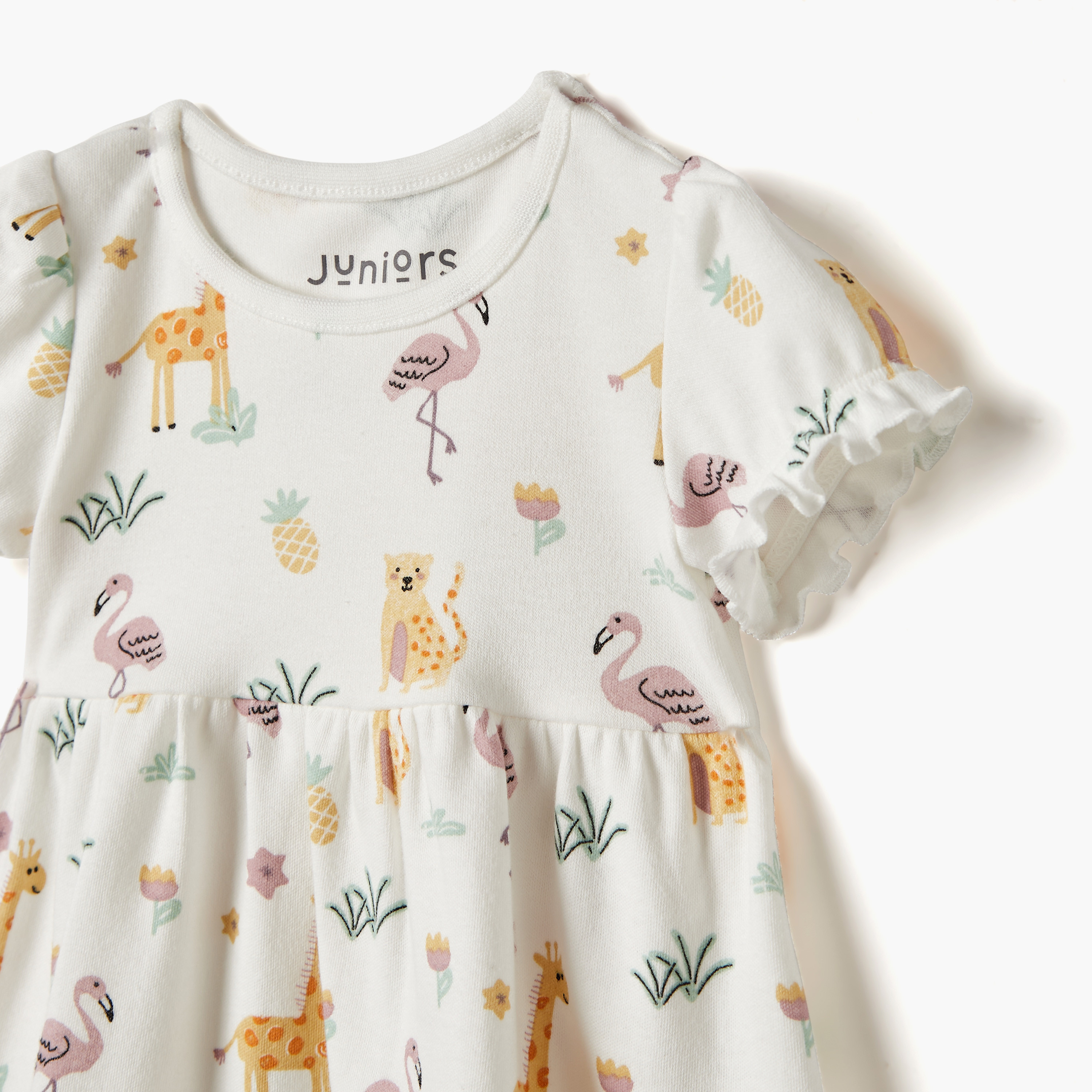 Juniors Printed A-Line Dress with Short Sleeves-baby-girls-clothing-dressesandjumpsuits-image-3