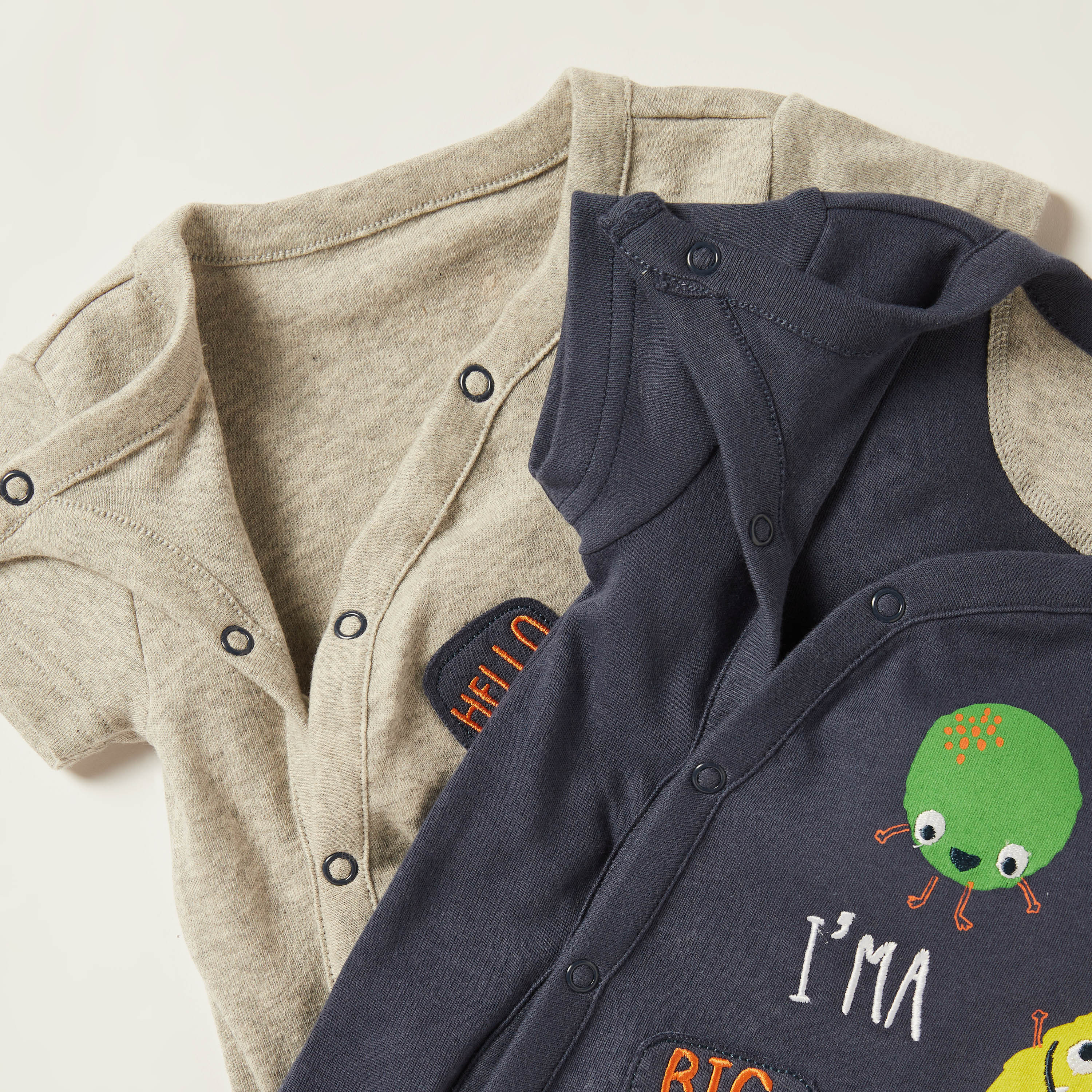 Juniors Printed Cap Sleeves Romper - Set of 2-baby-boys-clothing-multipacks-image-2