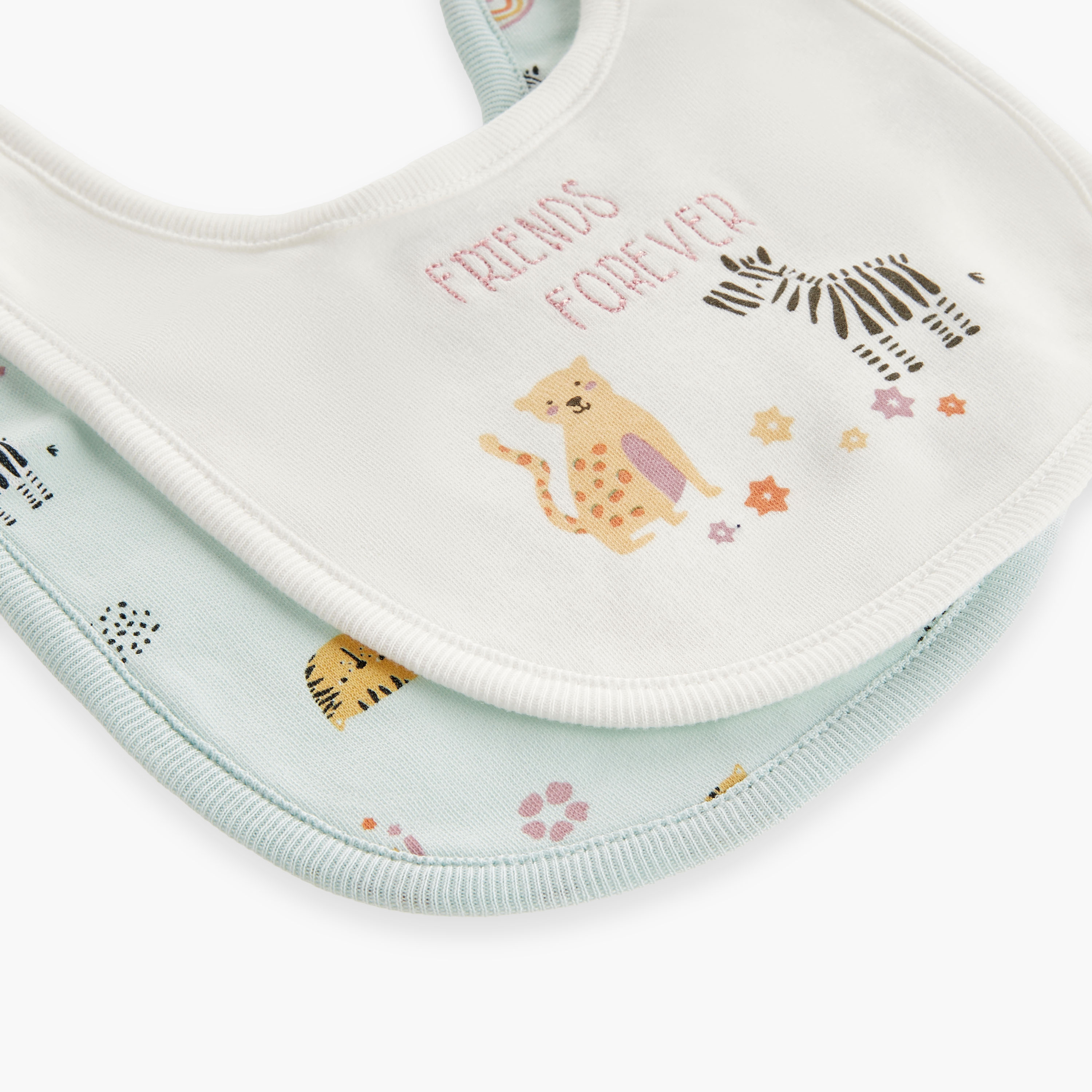 Juniors Animal Print Bib with Button Closure - Set of 2-baby-feeding-bibs-image-5