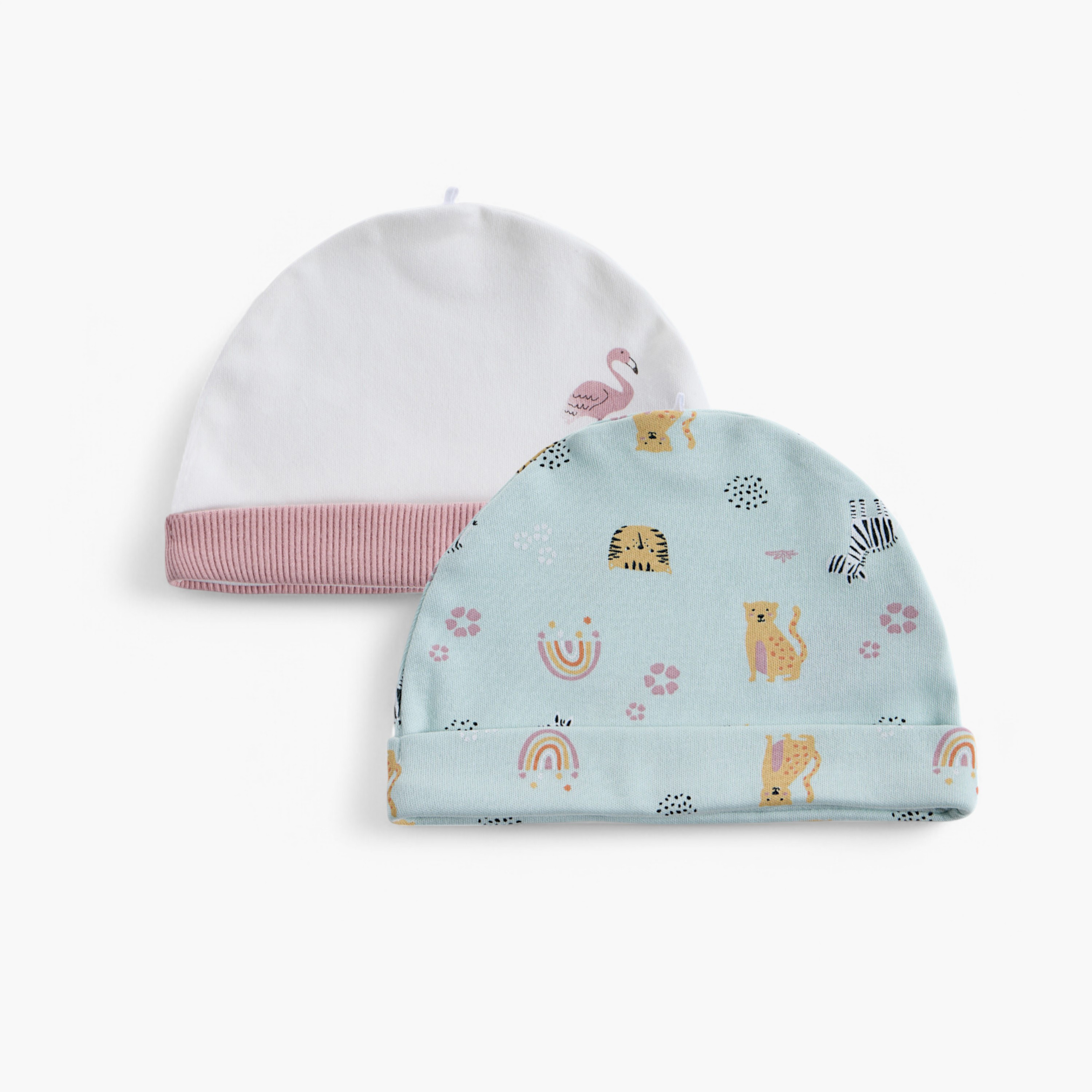 Juniors Animal Print Cap - Set of 2-baby-girls-accessories-caps-image-1