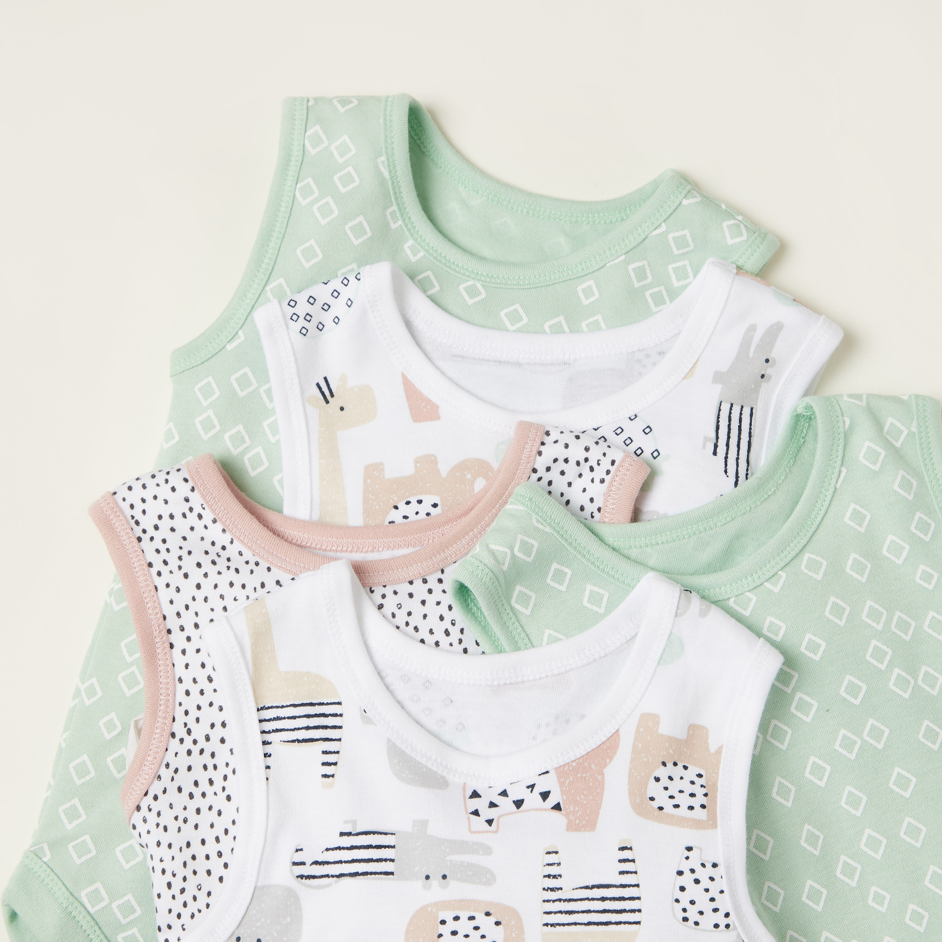 بودي سوت دون أكمام بطبعات من جونيورز - طقم من 5 قطع-baby-girls-clothing-bodysuits-image-2