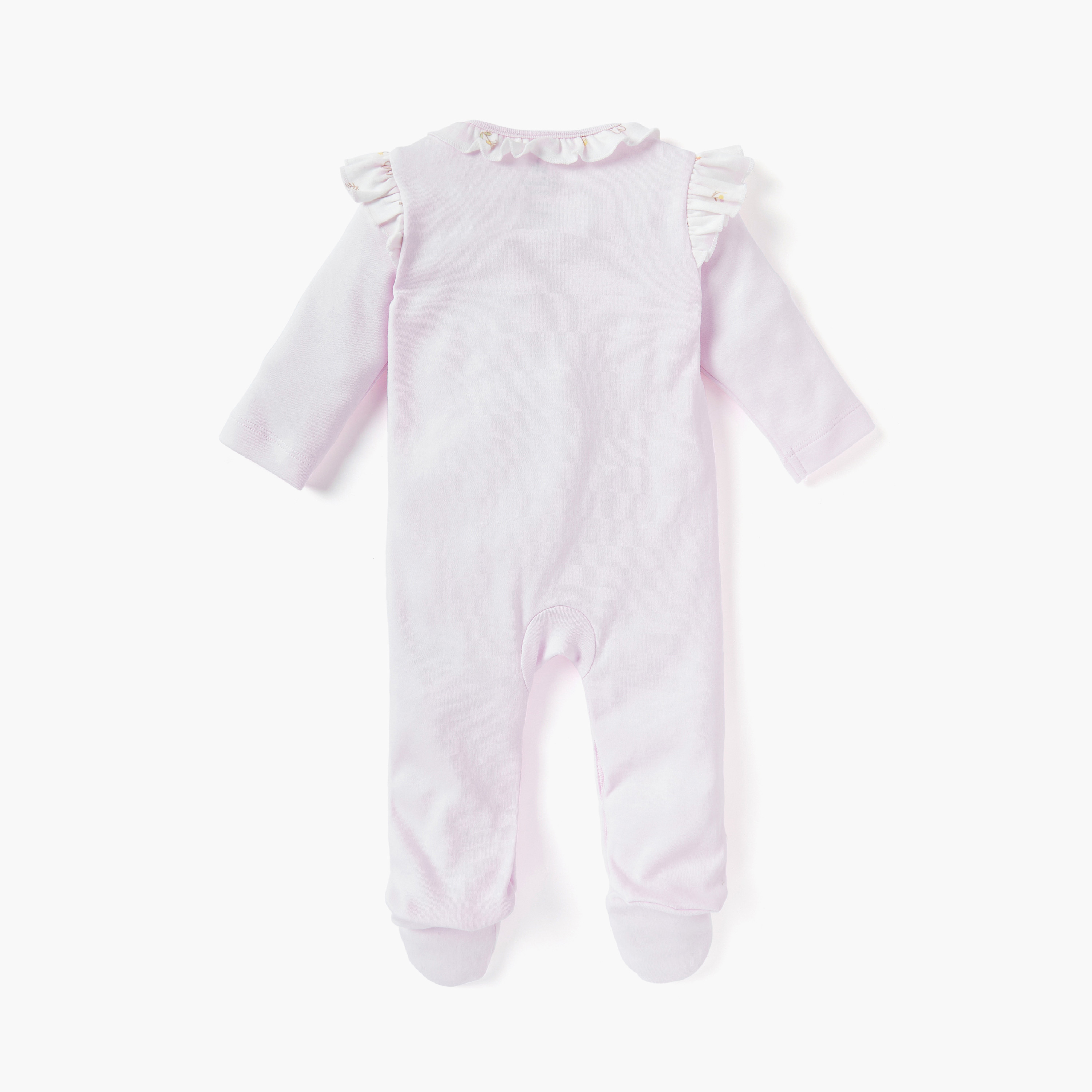 Disney Bow Applique Sleepsuit with Ruffle Detail and Long Sleeves-baby-girls-clothing-nightwear-sleepsuits-image-2