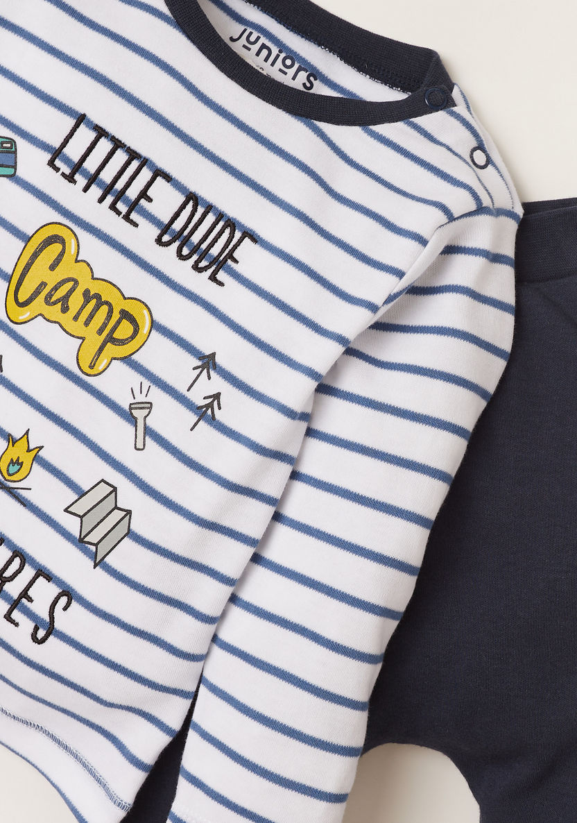 Juniors Striped T-shirt and Pyjama Set-Pyjama Sets-image-3