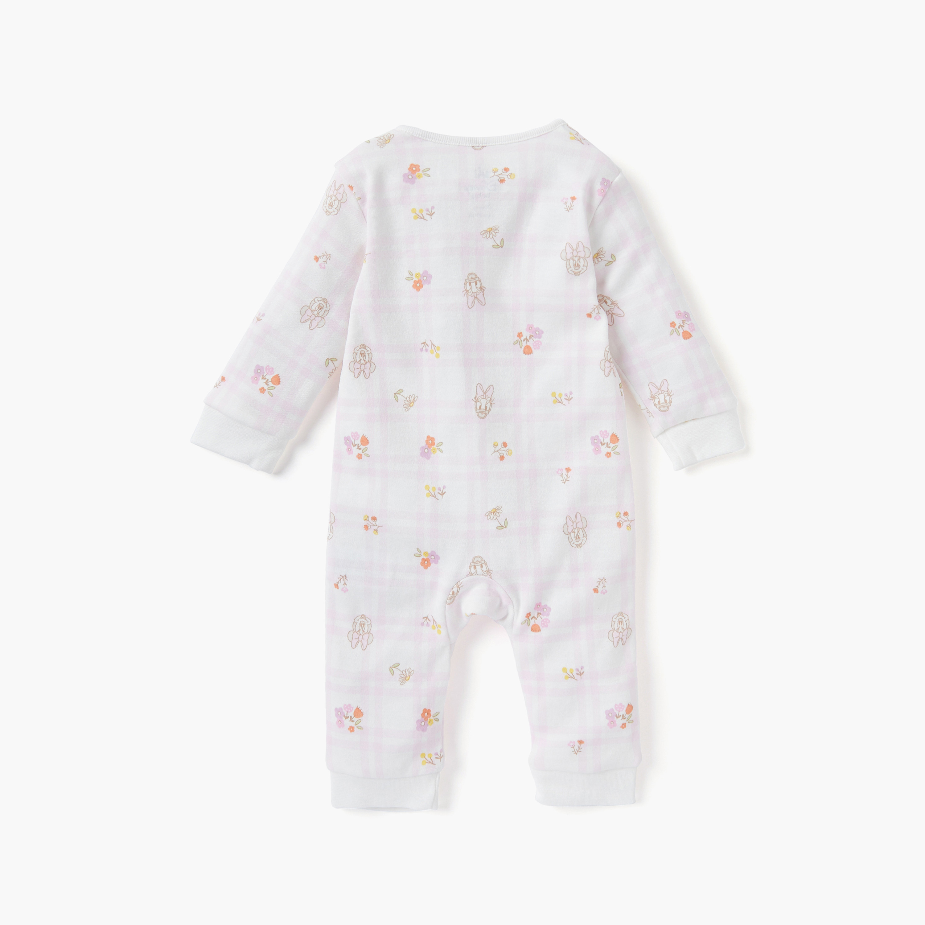 Disney Minnie Mouse and Daisy Duck Print Sleepsuit with Long Sleeves and Ruffle Detail-baby-girls-clothing-nightwear-sleepsuits-image-2