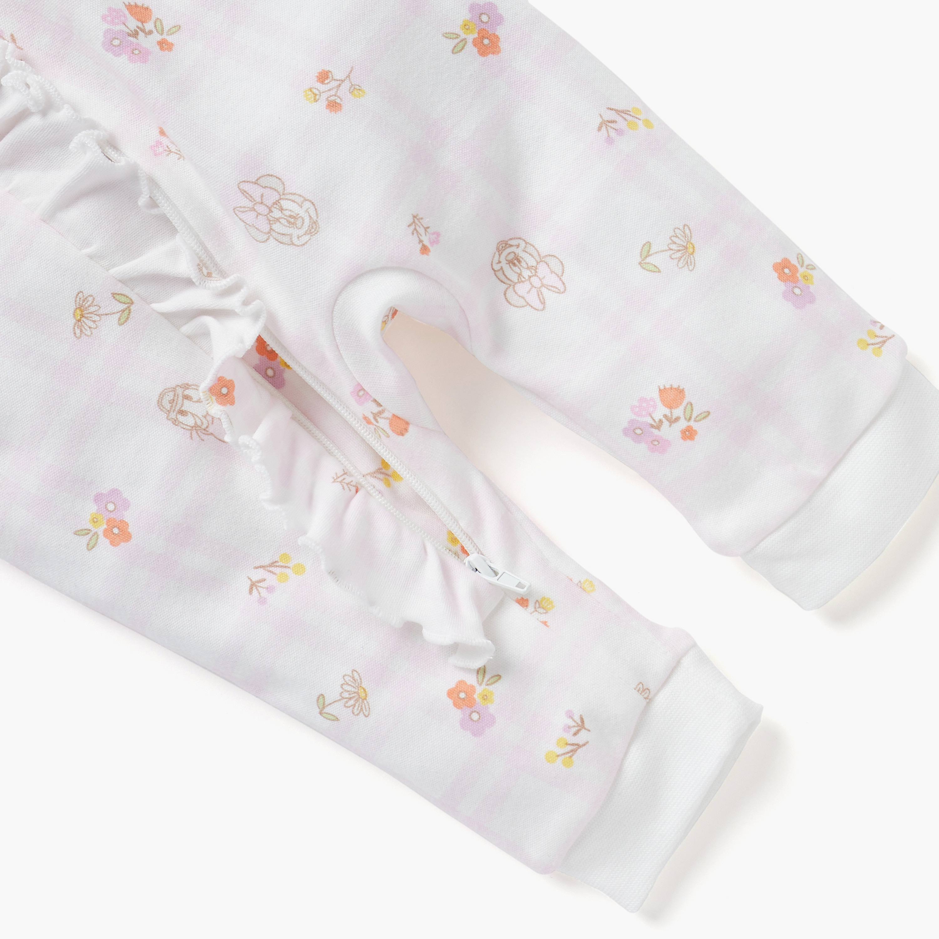 Disney Minnie Mouse and Daisy Duck Print Sleepsuit with Long Sleeves and Ruffle Detail-baby-girls-clothing-nightwear-sleepsuits-image-4