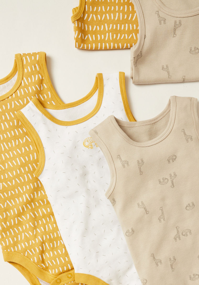 Juniors Printed Sleeveless Bodysuit with Snap Closure - Set of 5-Multipacks-image-2