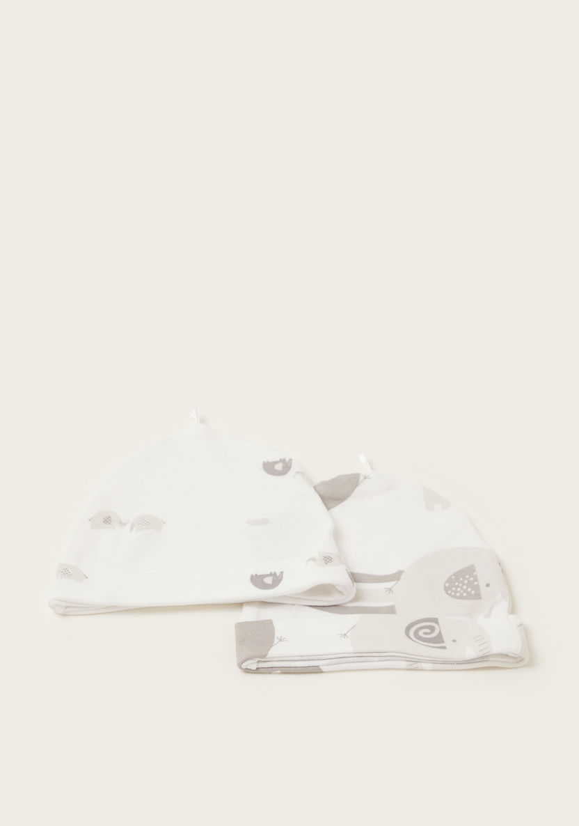 Juniors All-Over Elephant Print Cap with Folded Hem - Set of 2-Caps-image-0