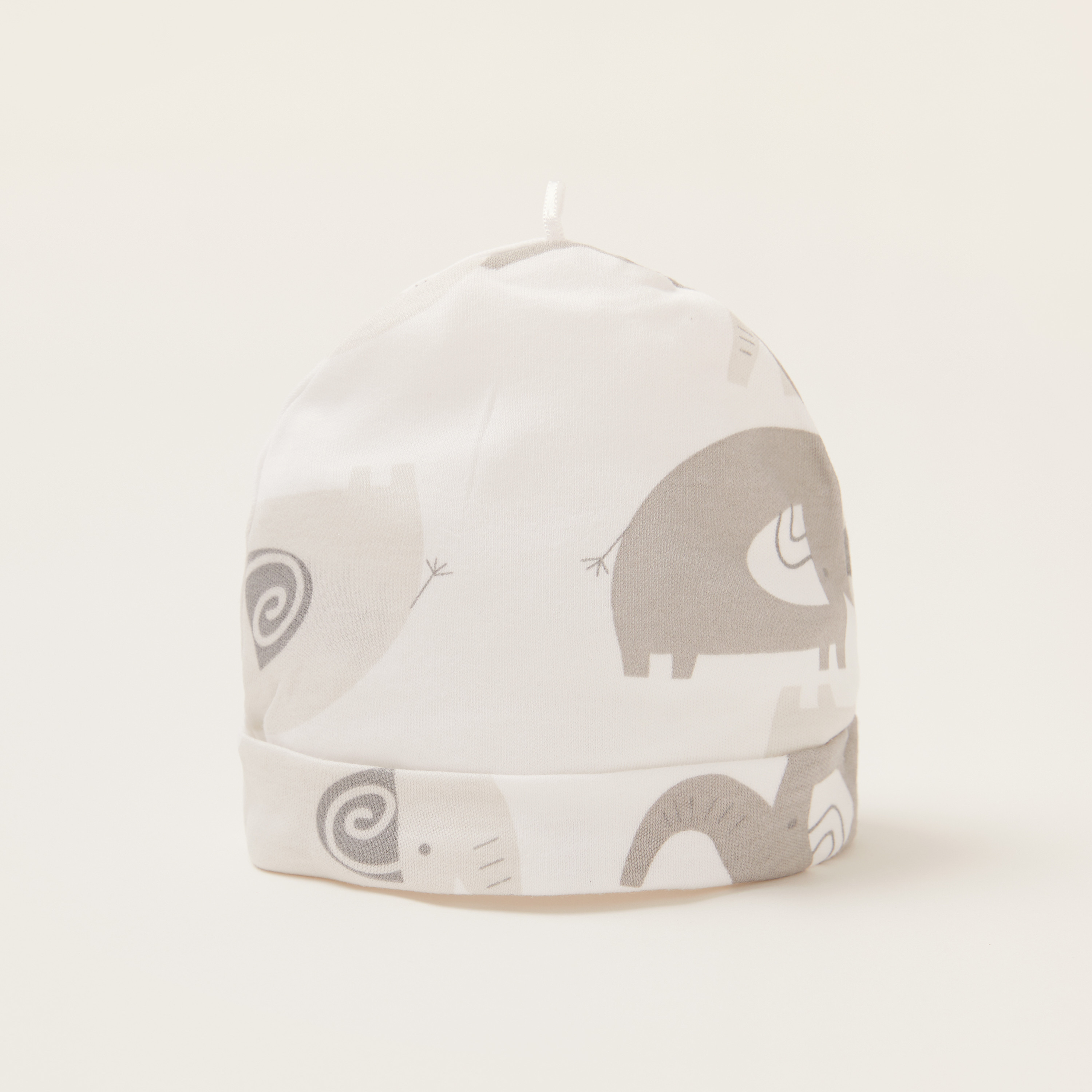 كابات بطبعات فيل تزينه بالكامل وحواف مطوية من جونيورز - طقم من قطعتين-baby-boys-accessories-caps-image-4