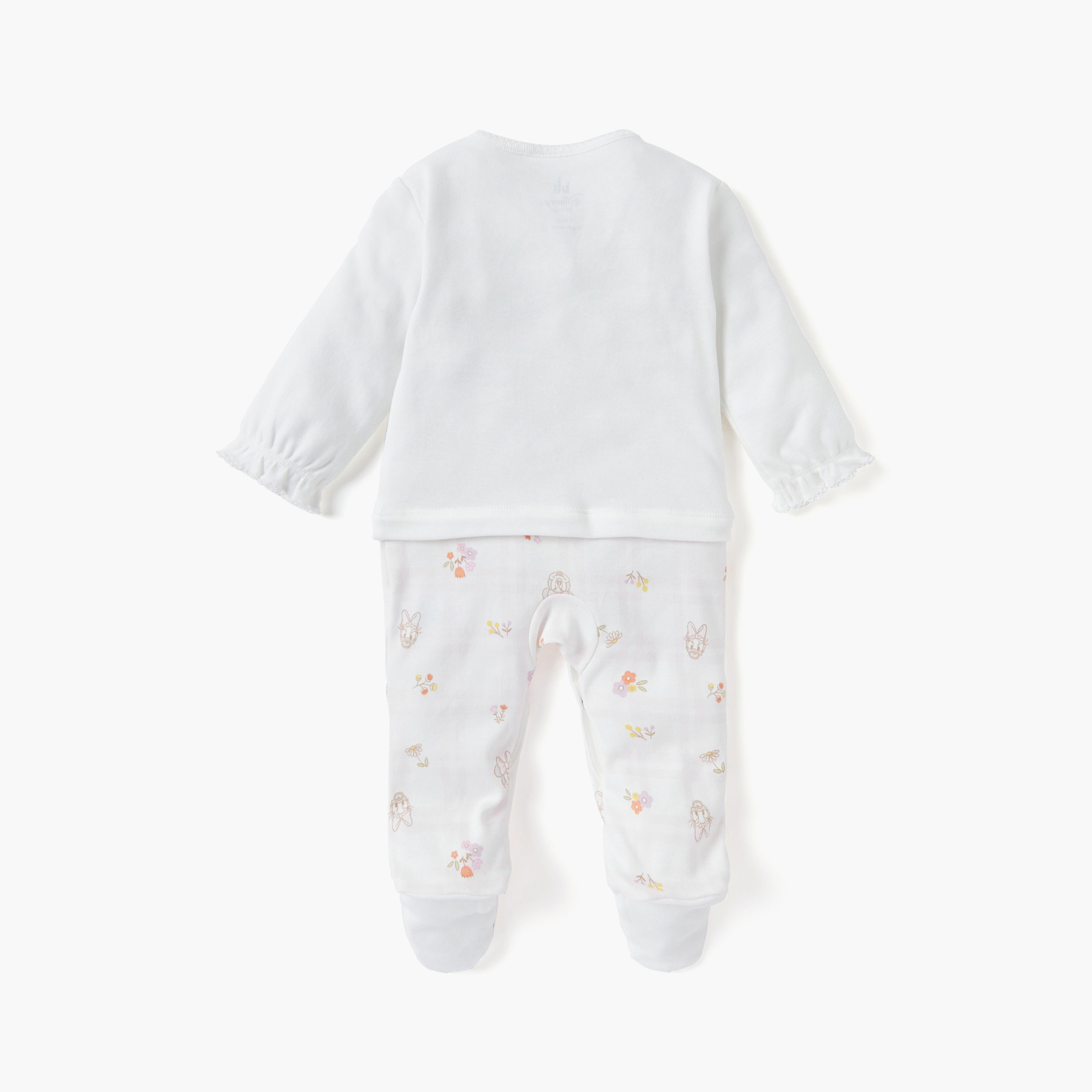 Disney Minnie Mouse Print Closed Feet Sleepsuit with Long Sleeves-baby-girls-clothing-nightwear-sleepsuits-image-2